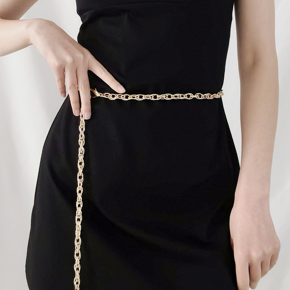 Ladies Waist Chain Decorative Dress Winding Chain Rhinestone Flower Pendant Hollow Metal Chain Summer Versatile Europe And America