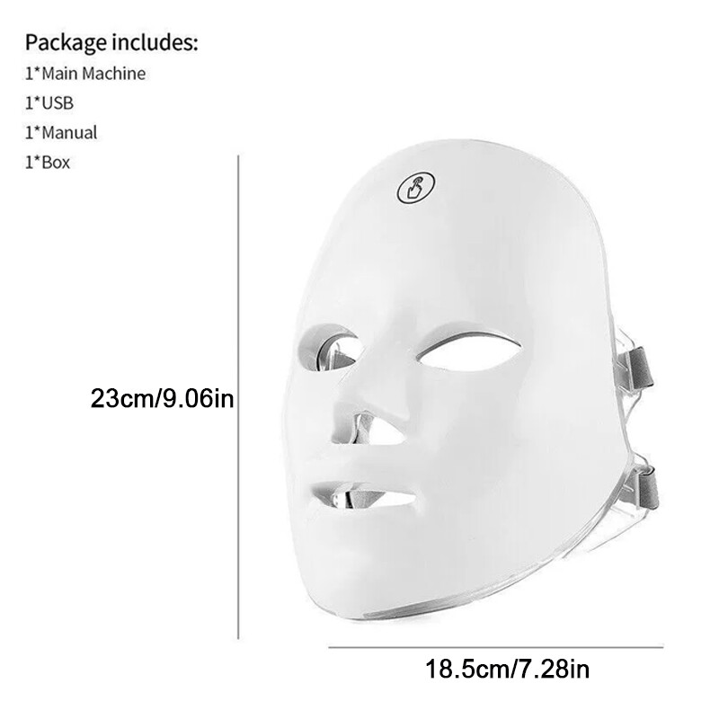 7Colors LED Light Photon Face Mask Neck Rejuvenation Skin Facial Wrinkle Therapy — image 7