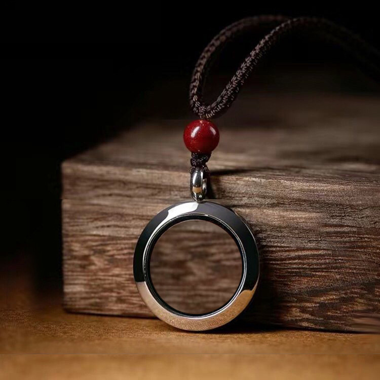 Titanium Steel Cinnabar Bottle Can Be Opened To Hold Things Pendant Necklace