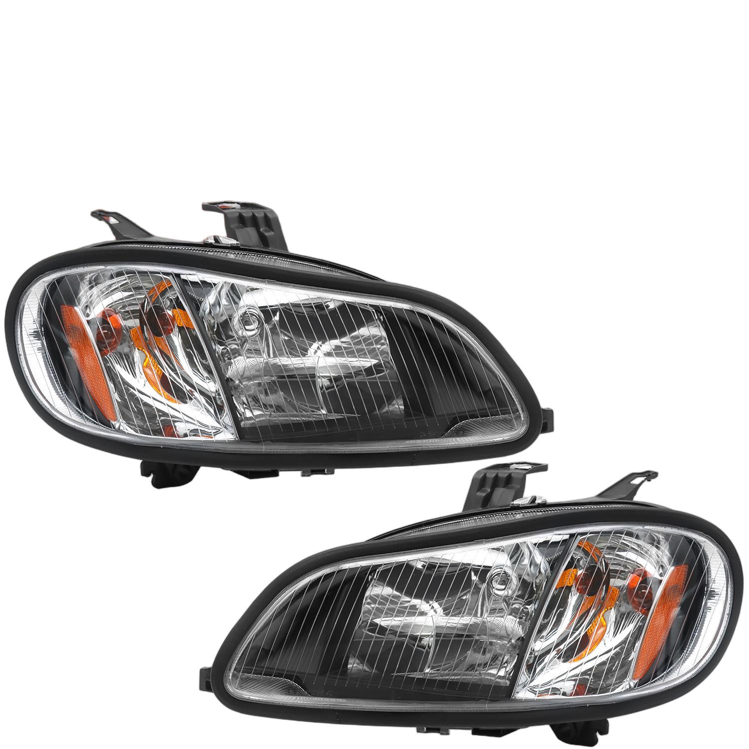 2004-2013 Freightliner M2 Headlights, Set-2 Pieces, White-black – LV8250B black