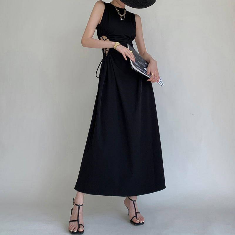 Cutout Lace-Up Sleeveless Dress