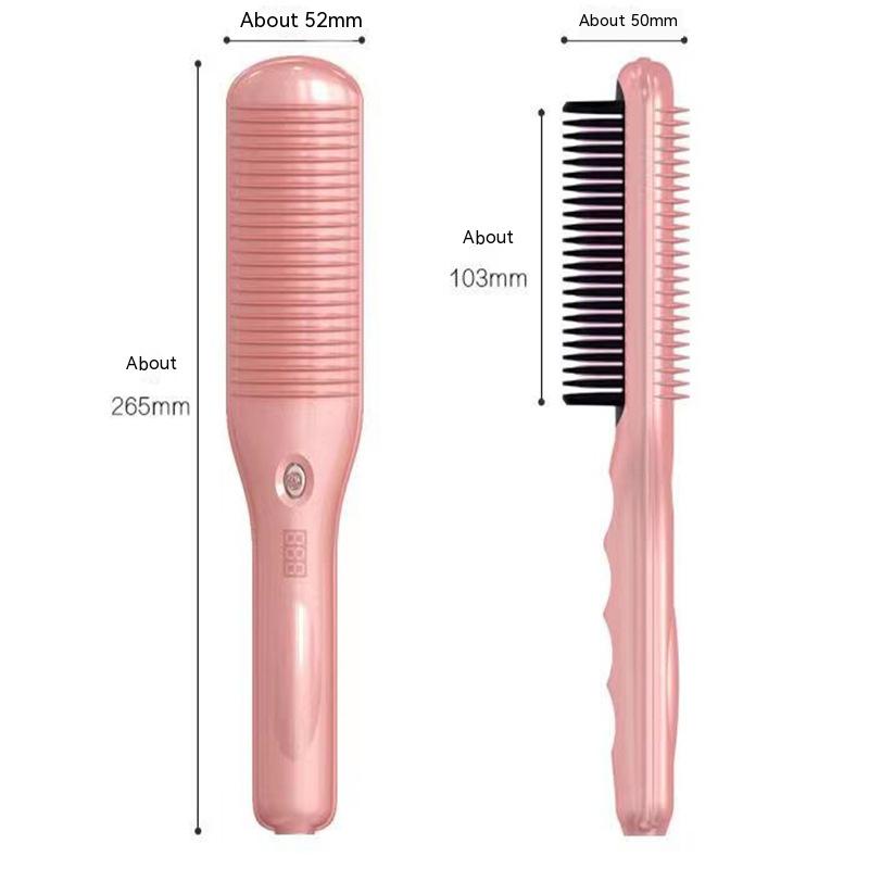 Hair Curler And Straightener Dual use Straight Comb Electric Hair Straightener Pink 50W - Shop at LoveMi
