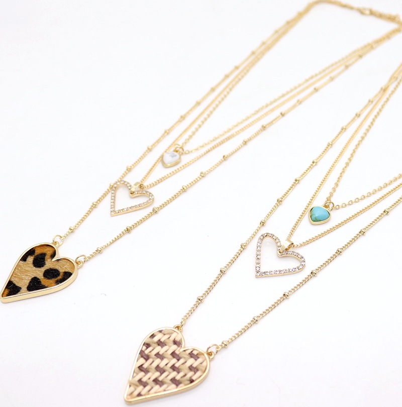 European And American Style Jewelry Peach Heart Three-layer Straw