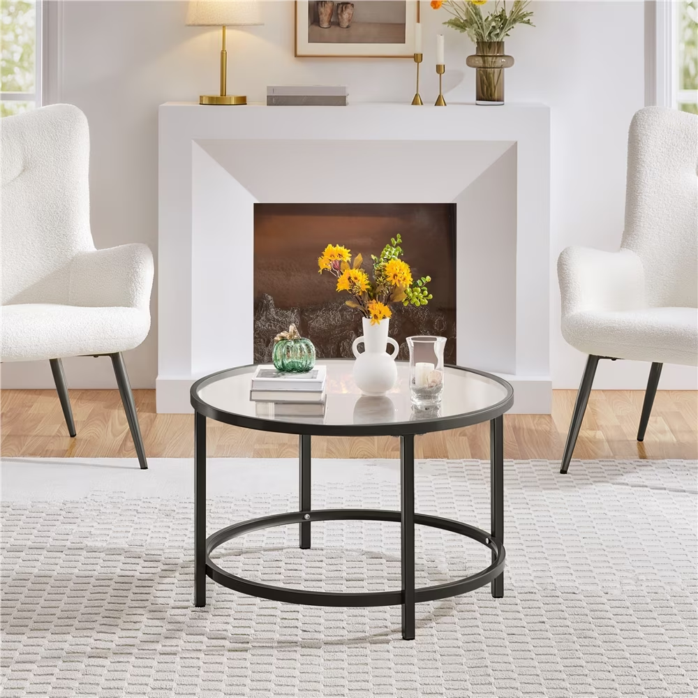 Black Modern Glass Coffee Table With Adjustable Foot Pads  Maximum Of Five Orders Per Address