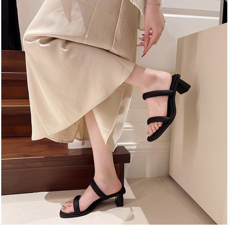 Women's High-heel Open-toe Slide Sandals For Outdoor Summer Wear, Leg-lengthening, New 2026 Design, Luxurious And Trendy, Block Heel, Fairy Style.