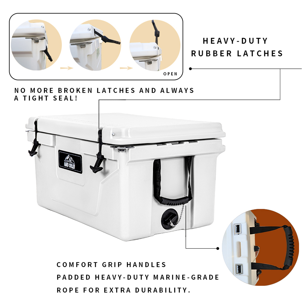 White outdoor Camping Picnic Fishing portable cooler 65QT Portable Insulated Cooler Box — foto 9