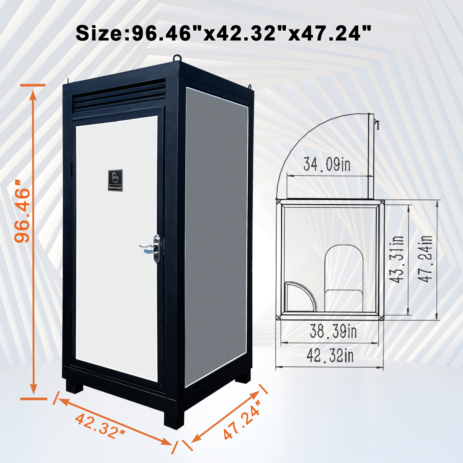 Person Portable Toilet Cabin – Outdoor Restroom with Light, Sink & Vent Fan — foto 4