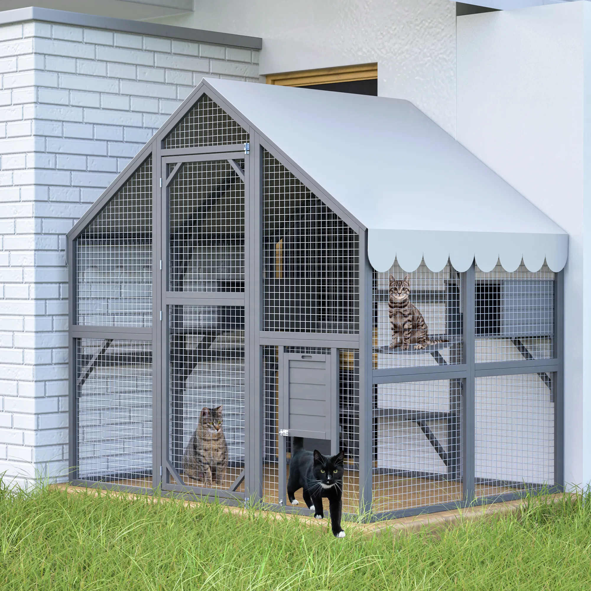 Large Outdoor Cat House, 28ft² Luxury Wooden