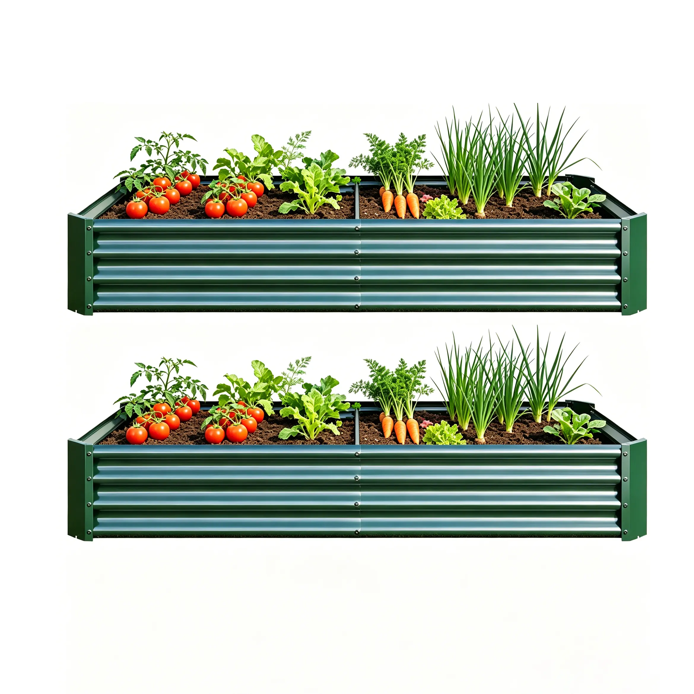 Green 6×3×1ft Metal Raised Rectangle Garden Planter