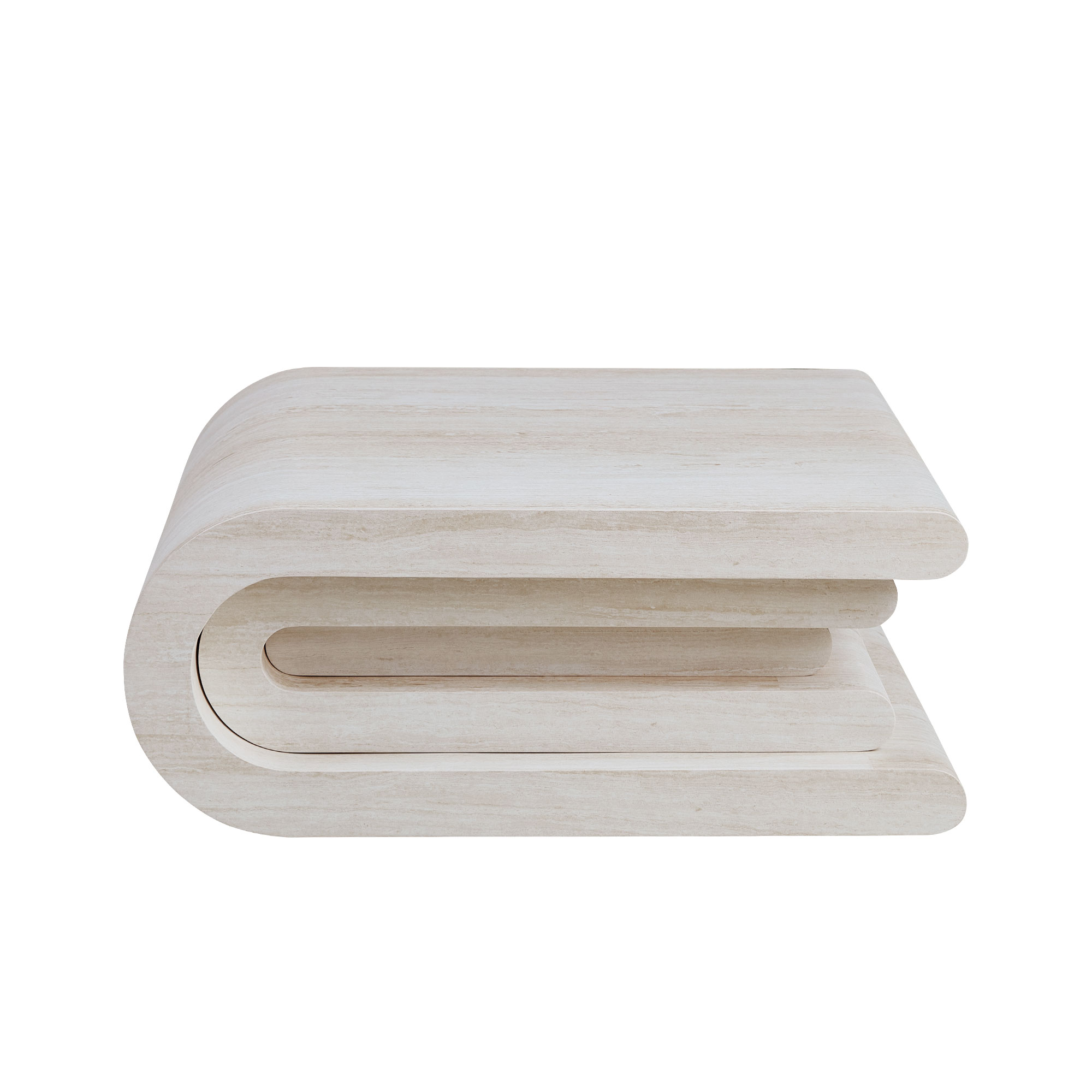 33.86 Inch Square Faux Travertine Pattern Coffee Table for Living Room,MDF Table,Modern Design Irregular Coffee Table with Layered Base for Office,Apartment,No need Assembly — foto 3