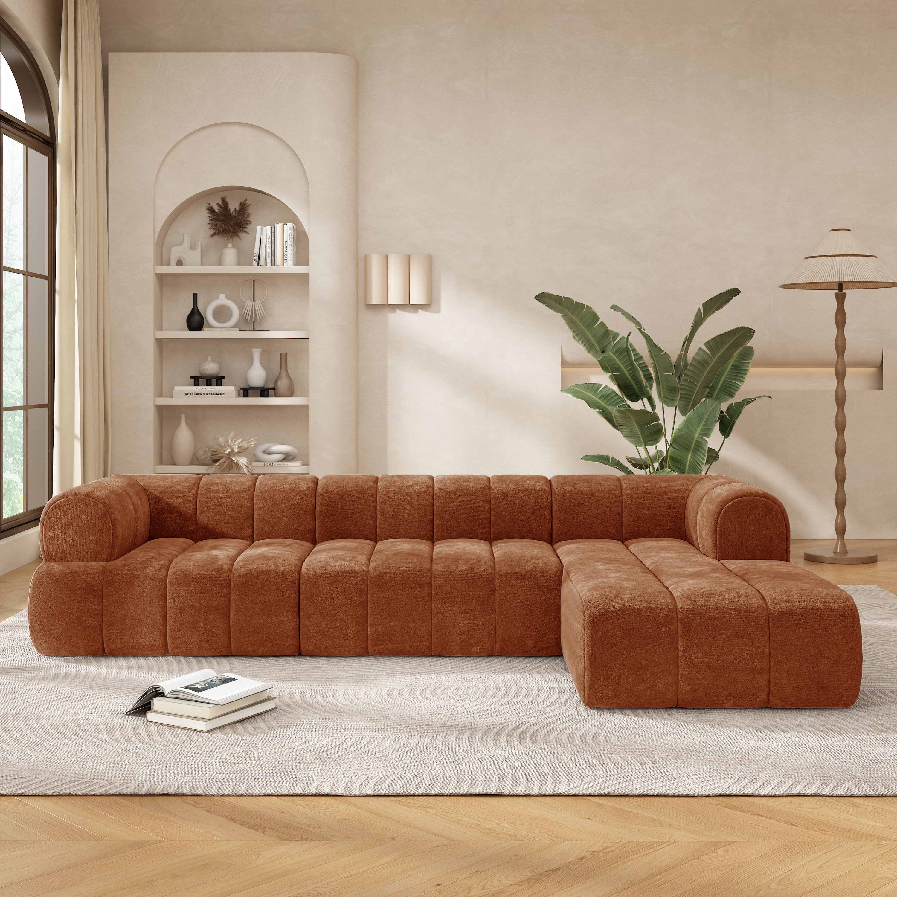 122" Modern L-Shaped Sectional Sofa with High-Density Fully Compressed Sponge and Chaise Lounge, 2-Piece Set, Fully Assembled Right Hand Facing, Perfect for Living Room, Lounge