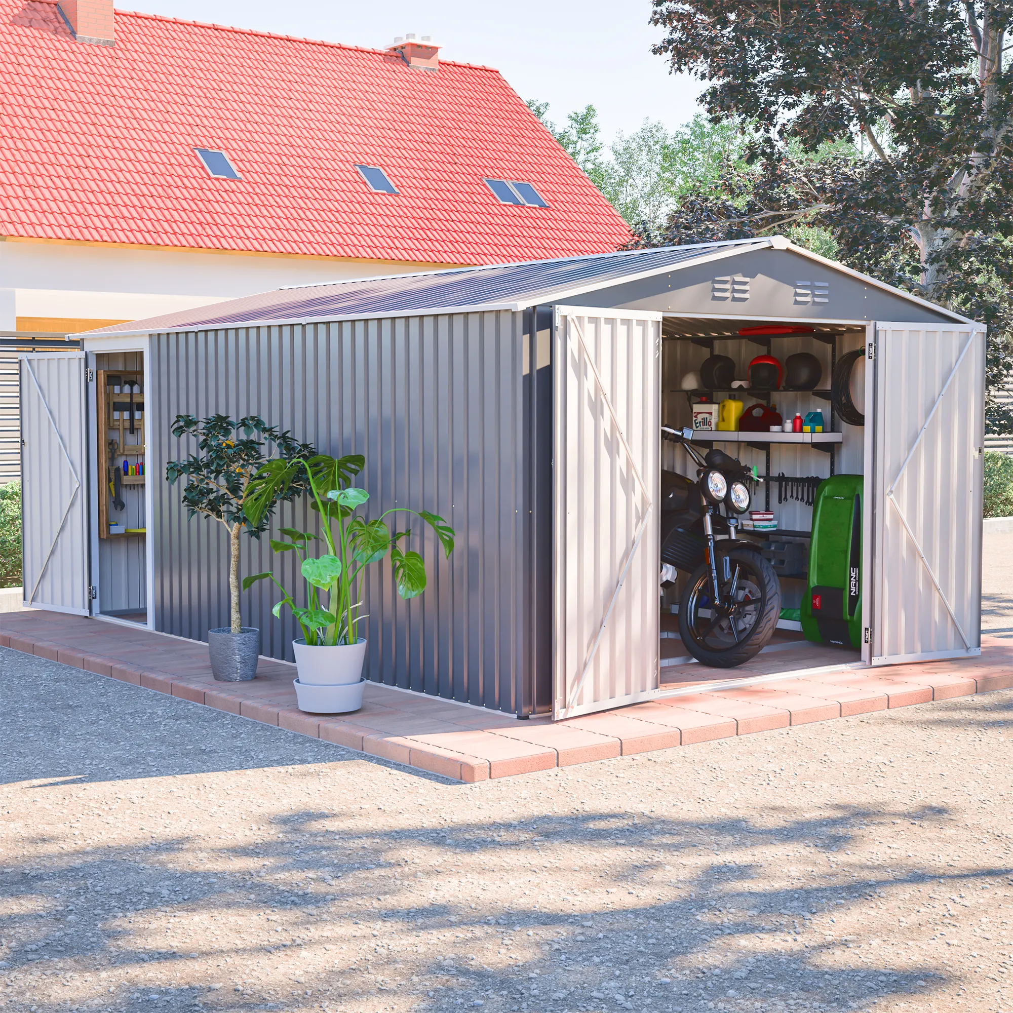 10x14 FT Outdoor Metal Storage Shed, Large
