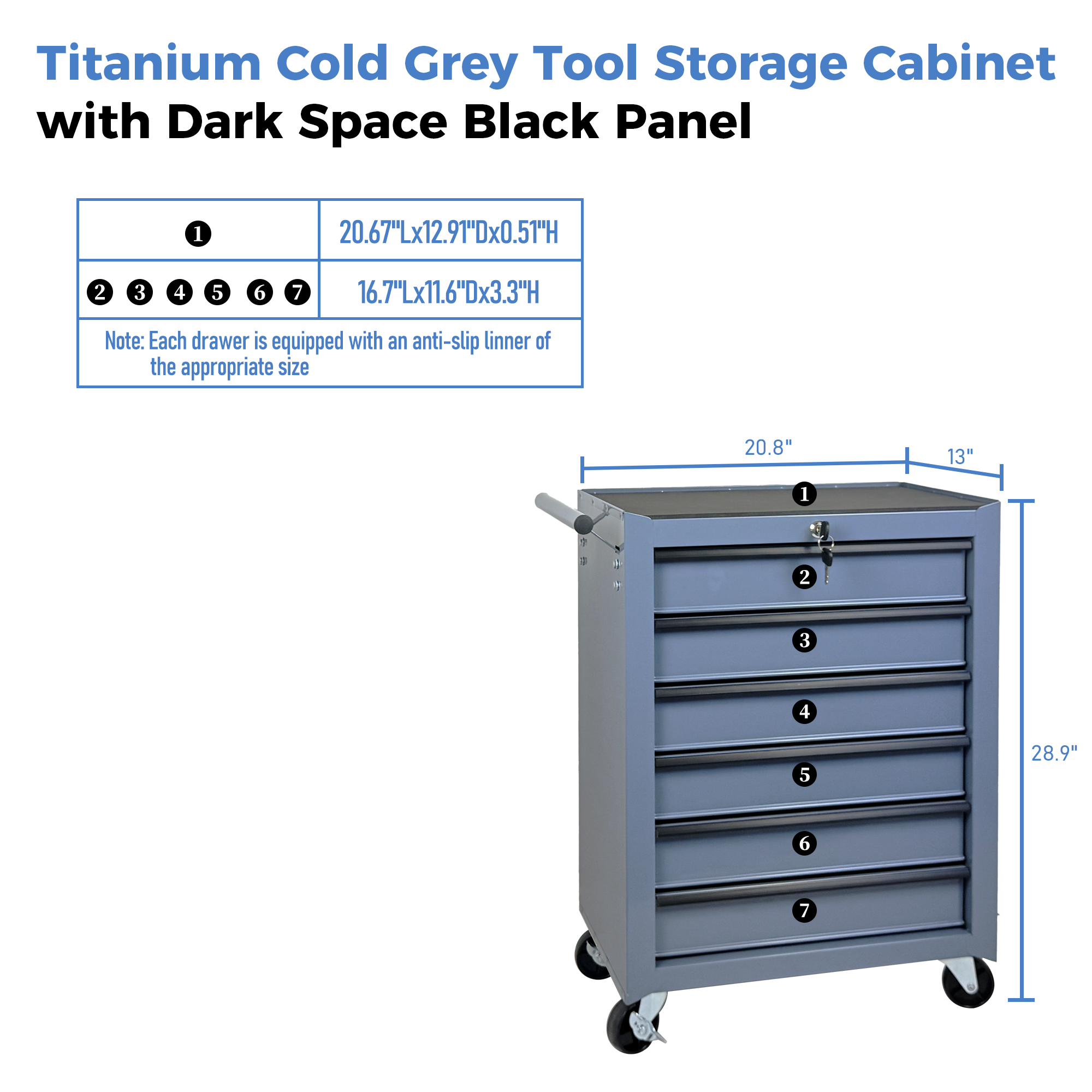 Rolling Metal Tool Chest with 6 Drawers, 20" 6-Drawer Tool Chest Cabinet with Ball Bearing Drawer Slides, Steel Tool Storage Box Organizer  -GREY — foto 8