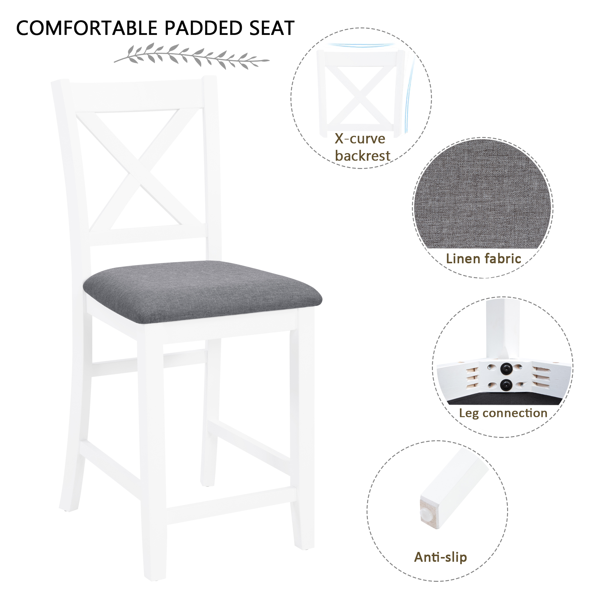5-Piece Counter Height Dining Table Set, picture 4 of 5