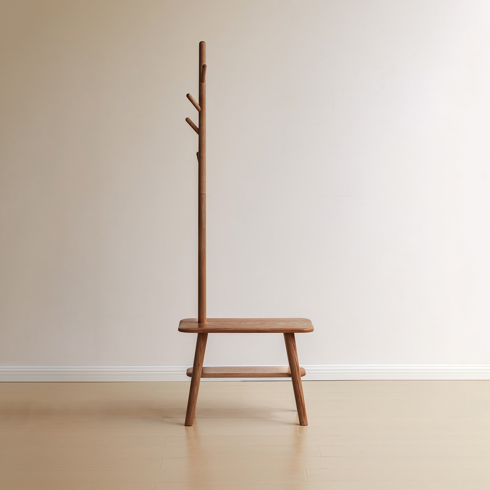 Wood Shoe Bench with Coat Rack, picture 2 of 4