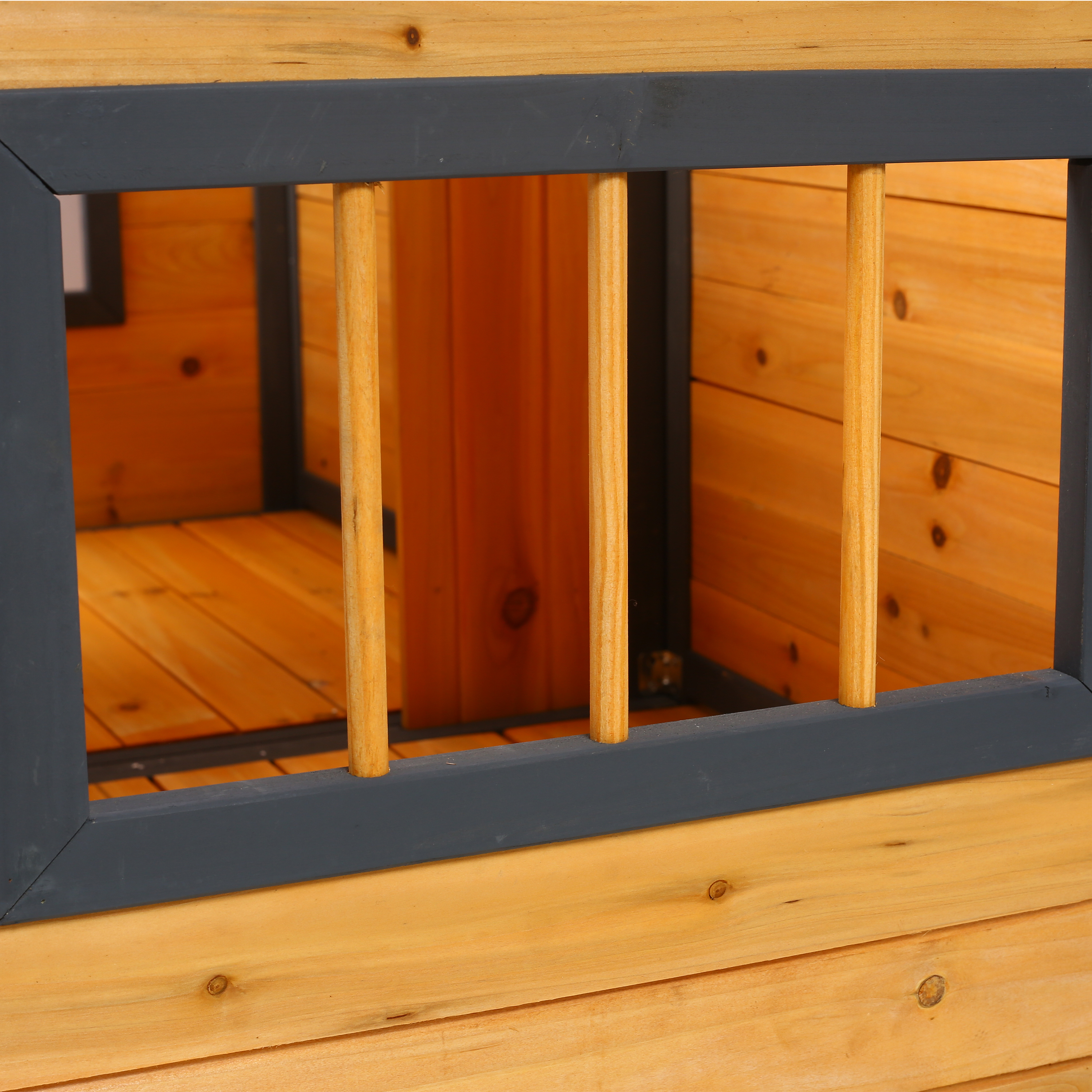 Wooden Large Dog House Outdoor Double XL Dog Kennel with Elevated Floor and Porch, Weatherproof Puppy Shelter for Small and Medium Breed Dogs, Natural — foto 3