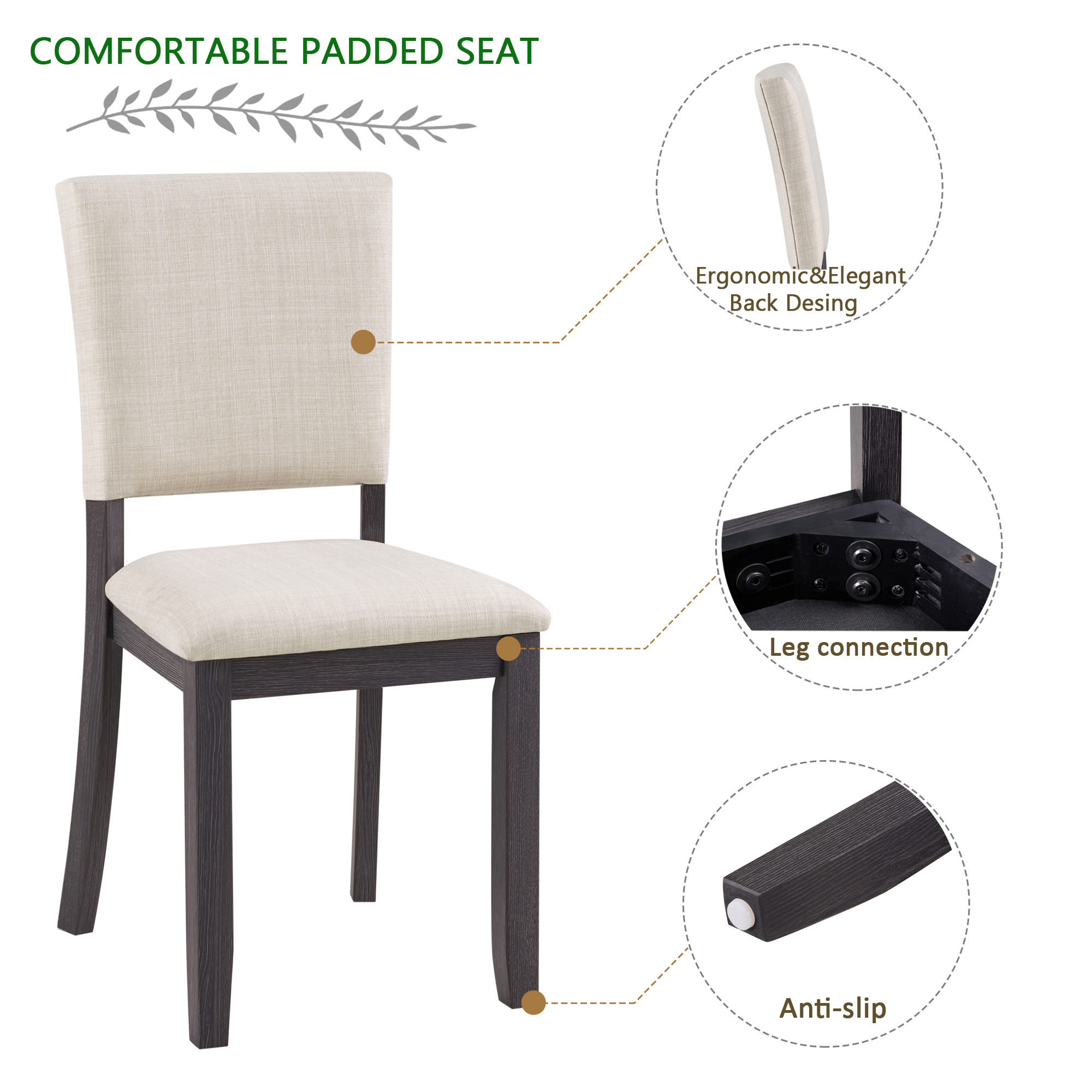Wooden Upholstered Dining Chairs, picture 4 of 4