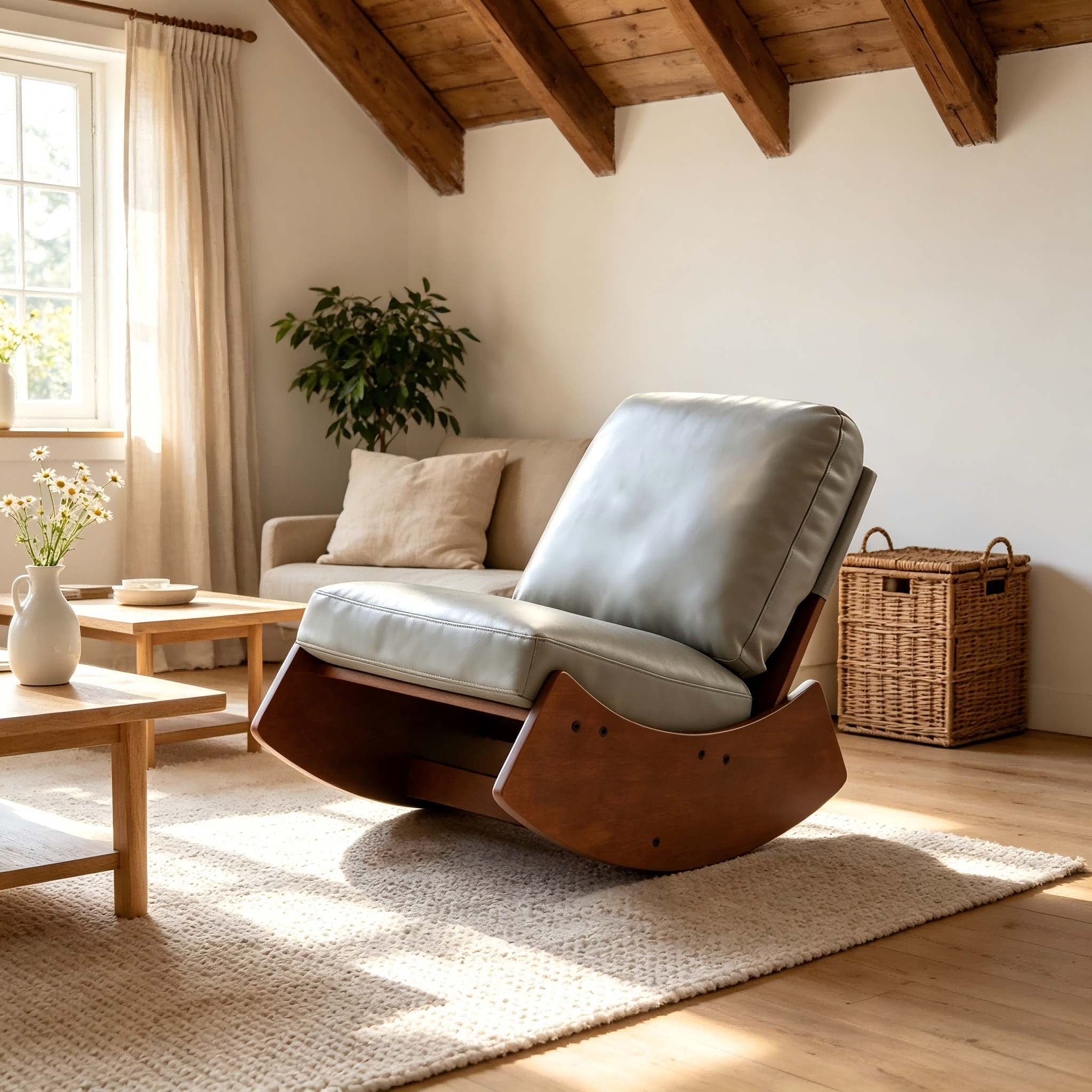 Faux Leather Glider Rocking Chair, picture 2 of 5