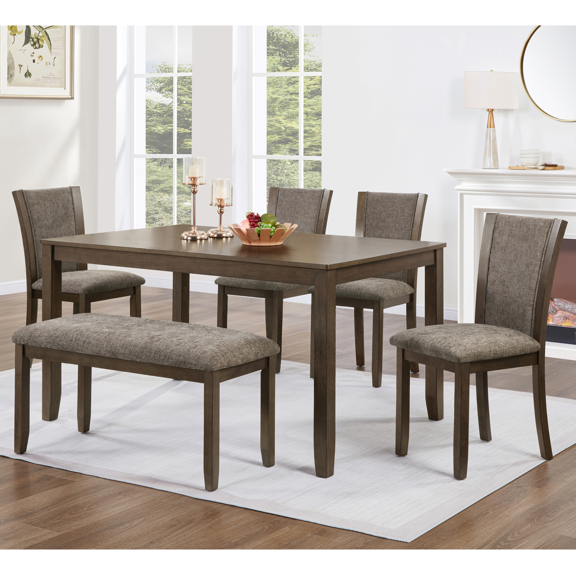 Dining Chairs Only, Wooden Dining Chairs Set of 4, Kitchen Chair with Padded Seat, Upholstered Side Chair for Dining Room, Living Room, Kitchen, Dark walnut — foto 3