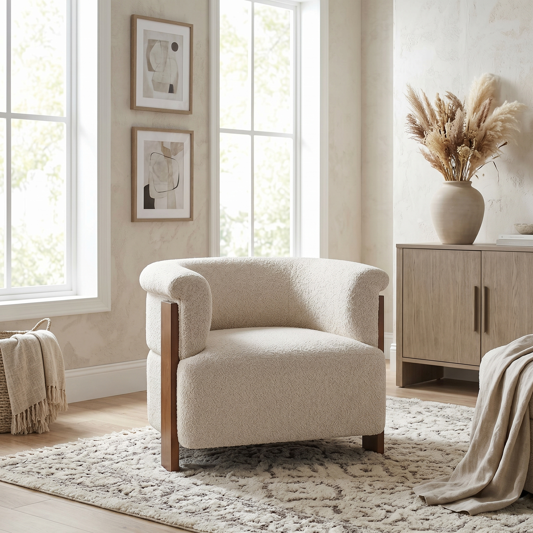 Teddy Fleece Barrel Accent Chair