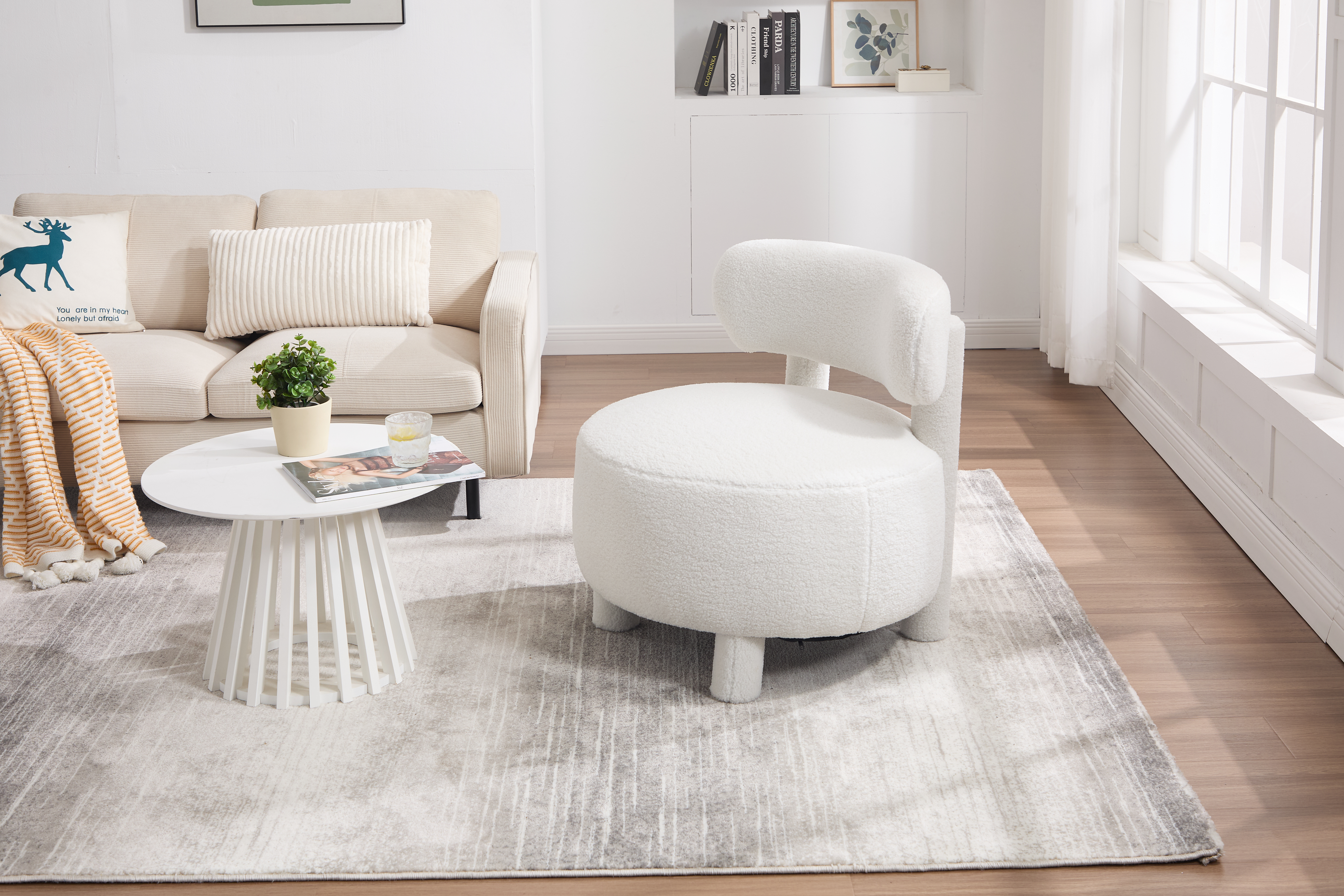 Teddy Fabric Armless Accent Chair, picture 2 of 4