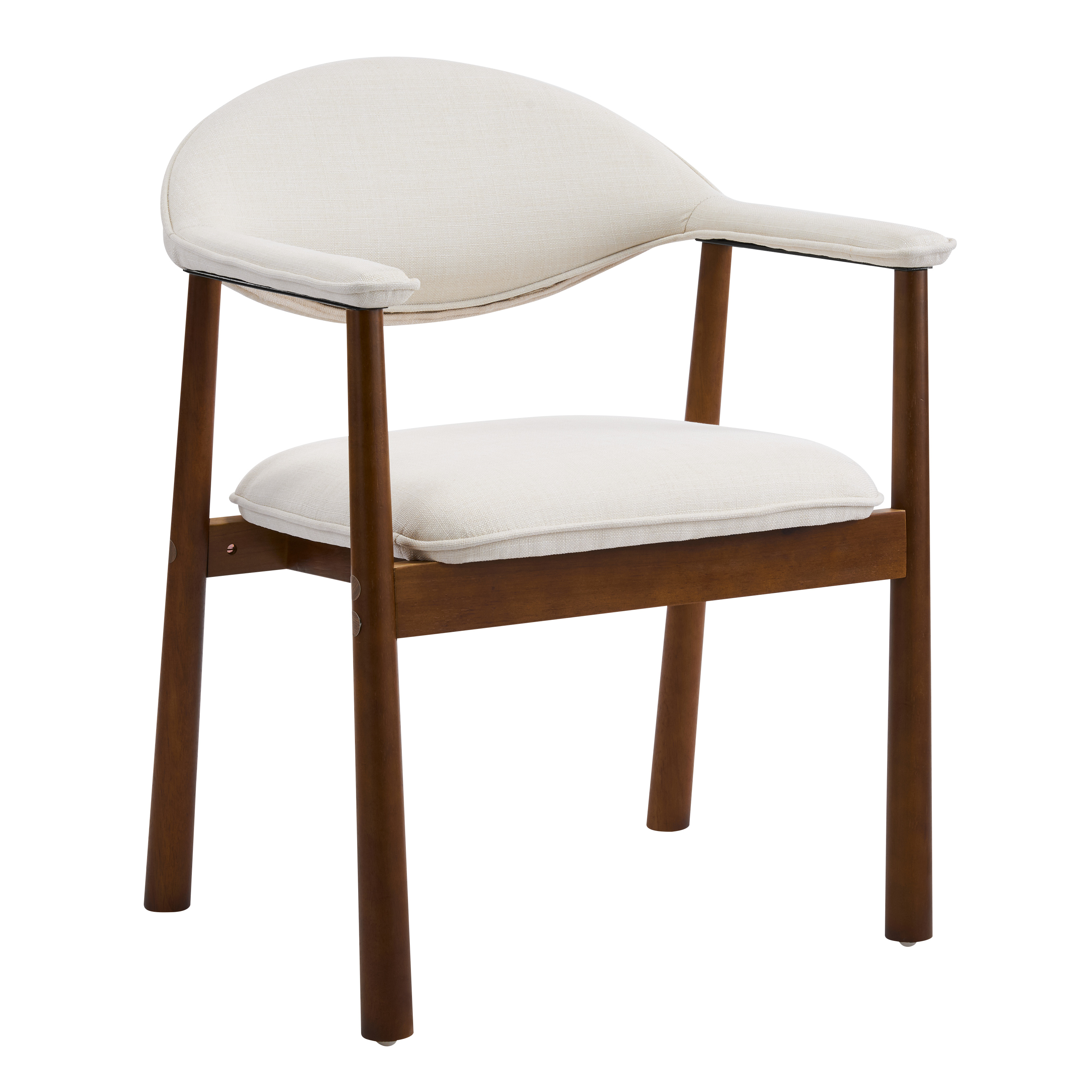 Modern Upholstered Dining Chairs with Curved Back, Beige Fabric & Walnut Finish Rubber Wood, Set of 2 — foto 2