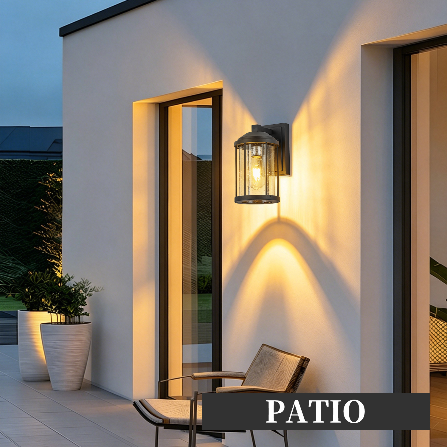 Outdoor Wall Sconces 2 Pack, Exterior Light Lantern Fixtures, Porch Light Lamps Outdoor Wall Mounted in Black Finish with Seeded Glass for House, Garage, Patio, Yard, Garden 3