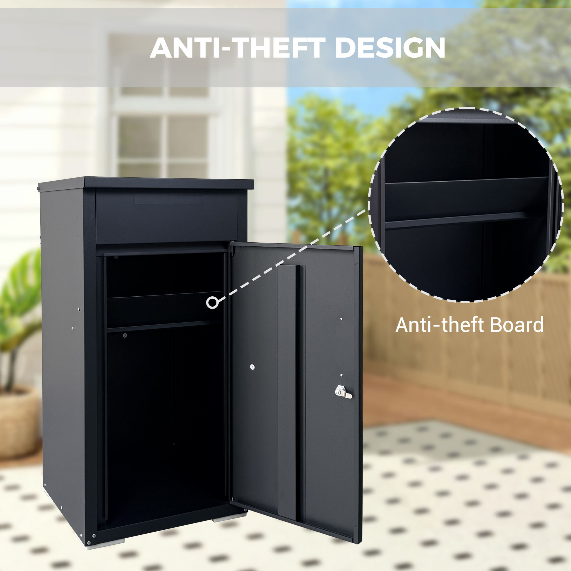 Package Delivery Box for Outside,  Cold-Rolled Steel Delivery Box for Packages & Mails, Anti-Theft Lockable Large Mailbox for Porch, House, Curbside, Black — foto 5