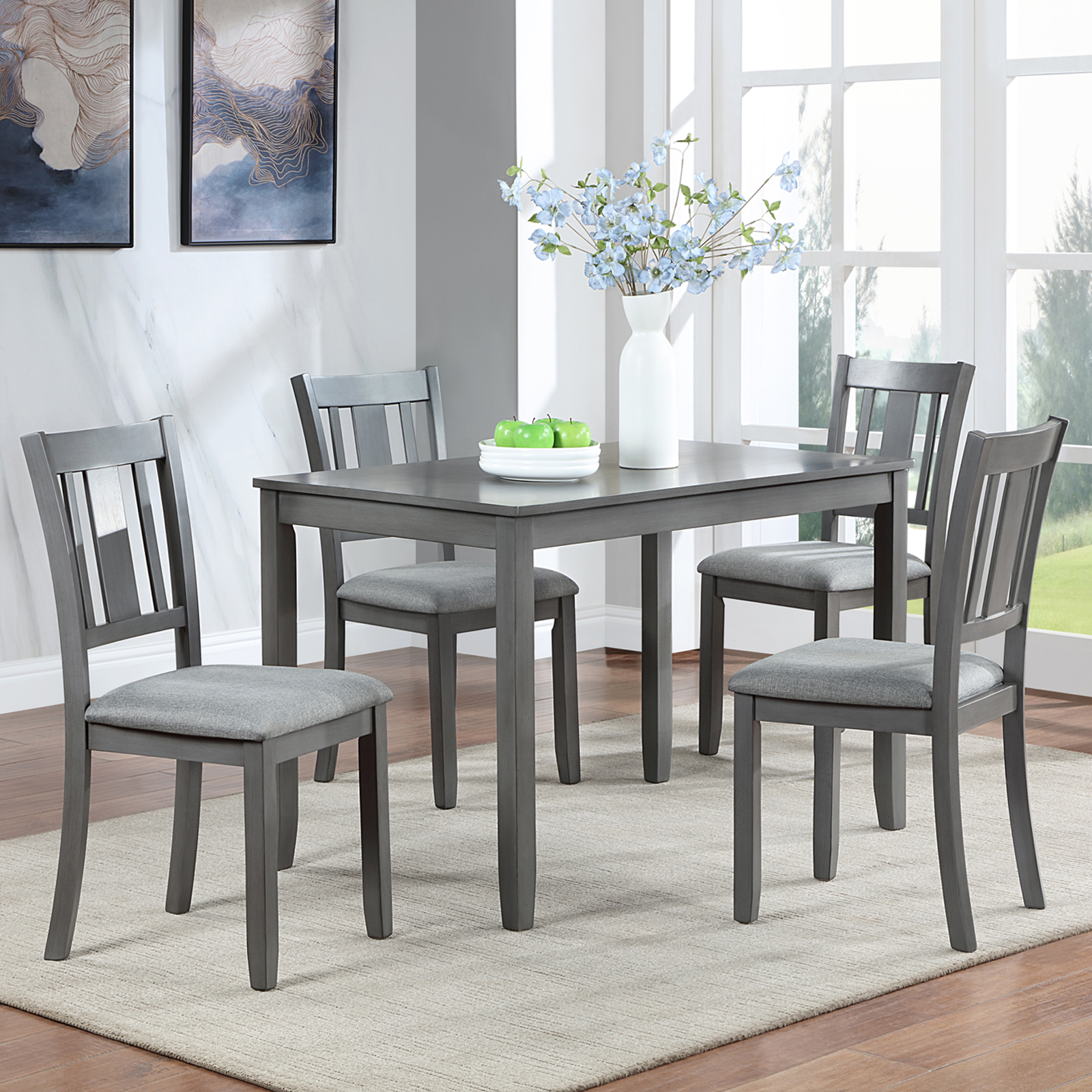 Dining Chairs Only, Wooden Dining Chairs Set of 4, Kitchen Chair with Padded Seat, Upholstered Side Chair for Dining Room, Living Room, Gray 10