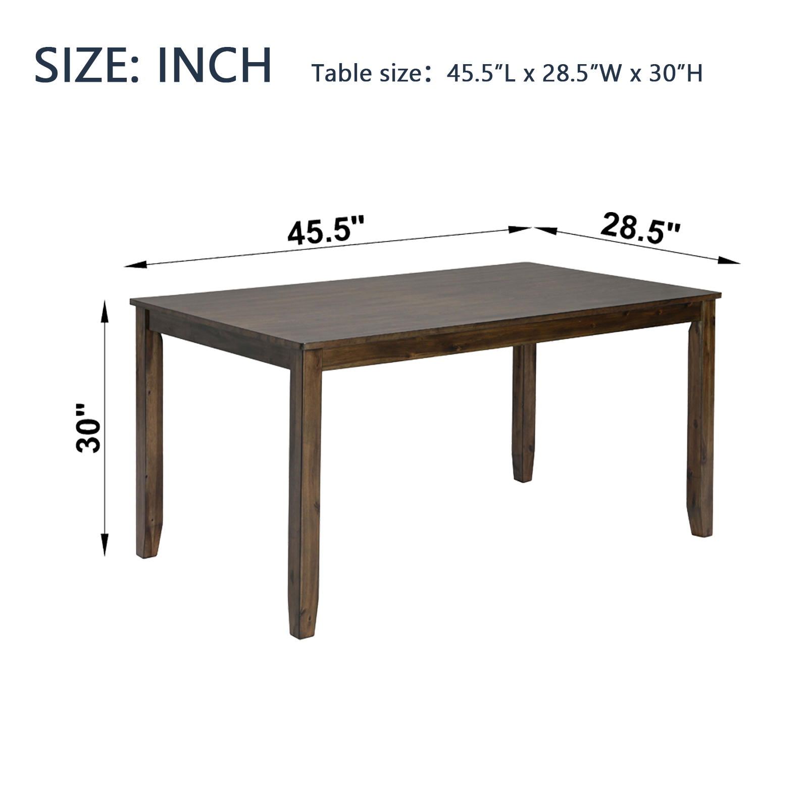 Wooden Dining Rectangular Table, Kitchen Table for Small Space, 4 Person Dining Table, Walnut ONLY THE TABLE 2
