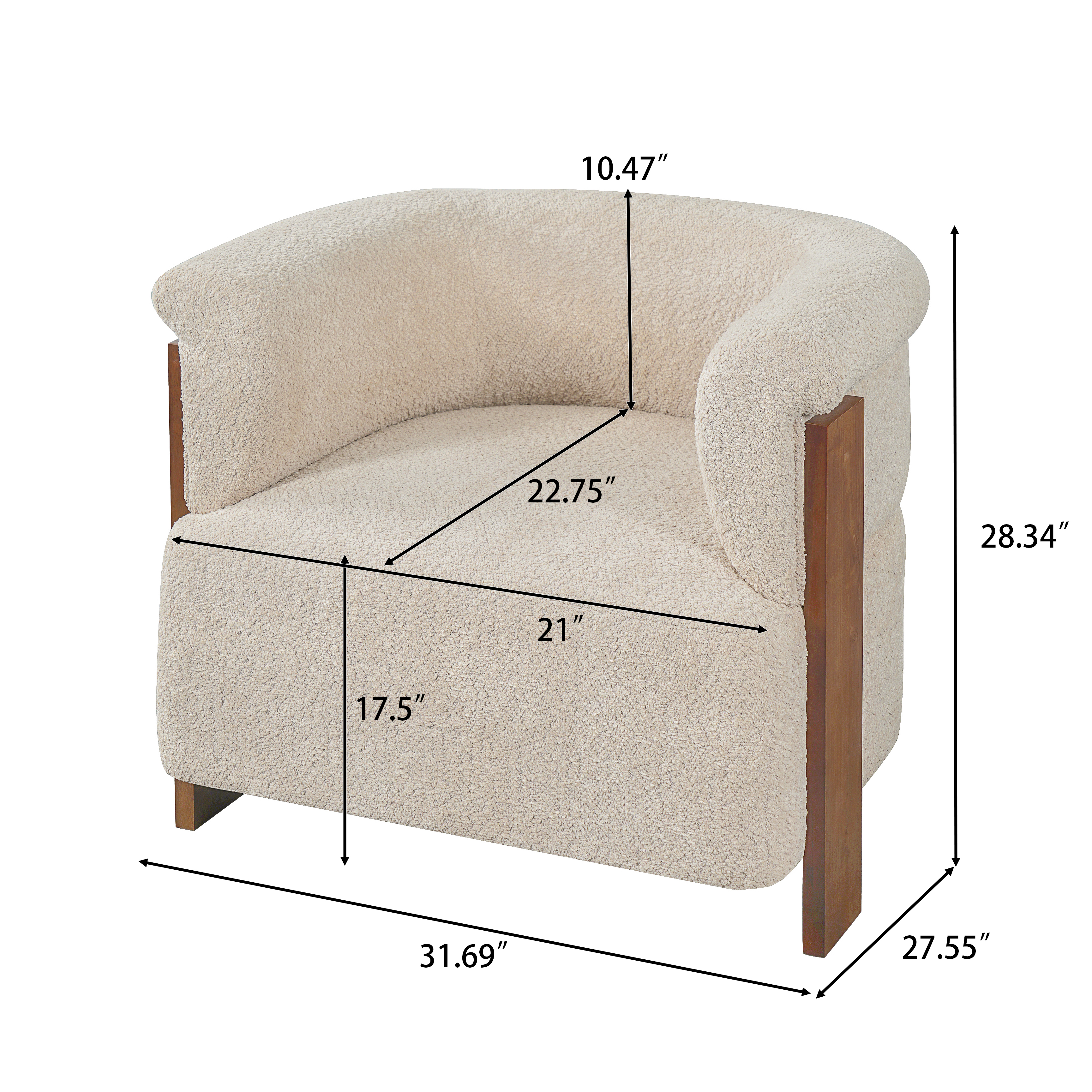 Teddy Fleece Barrel Accent Chair, picture 4 of 4