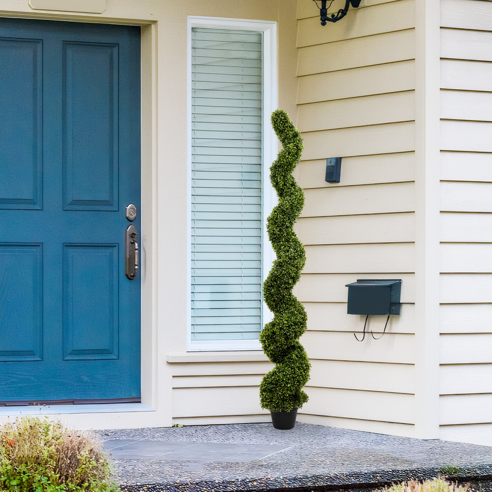 6FT Spiral Topiary Trees Artificial Outdoor Faux Boxwood Plants Large Twisted Green Potted Trees for Garden Front Porch Patio Planter Decoration, 2pcs/set — foto 5
