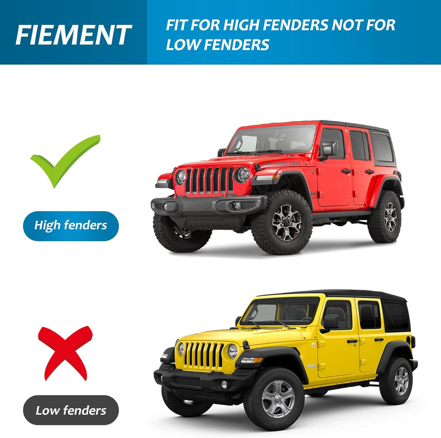Fenders Front & Rear Fenders Compatible with 2018-2026 Jeep Wrangler JL and JLU Unlimited Rubicon, Off-Road Wheel Fender Liner Set 4 Pcs(Only Fit High Clearance Fender Flares,Not for 4XE) — foto 7