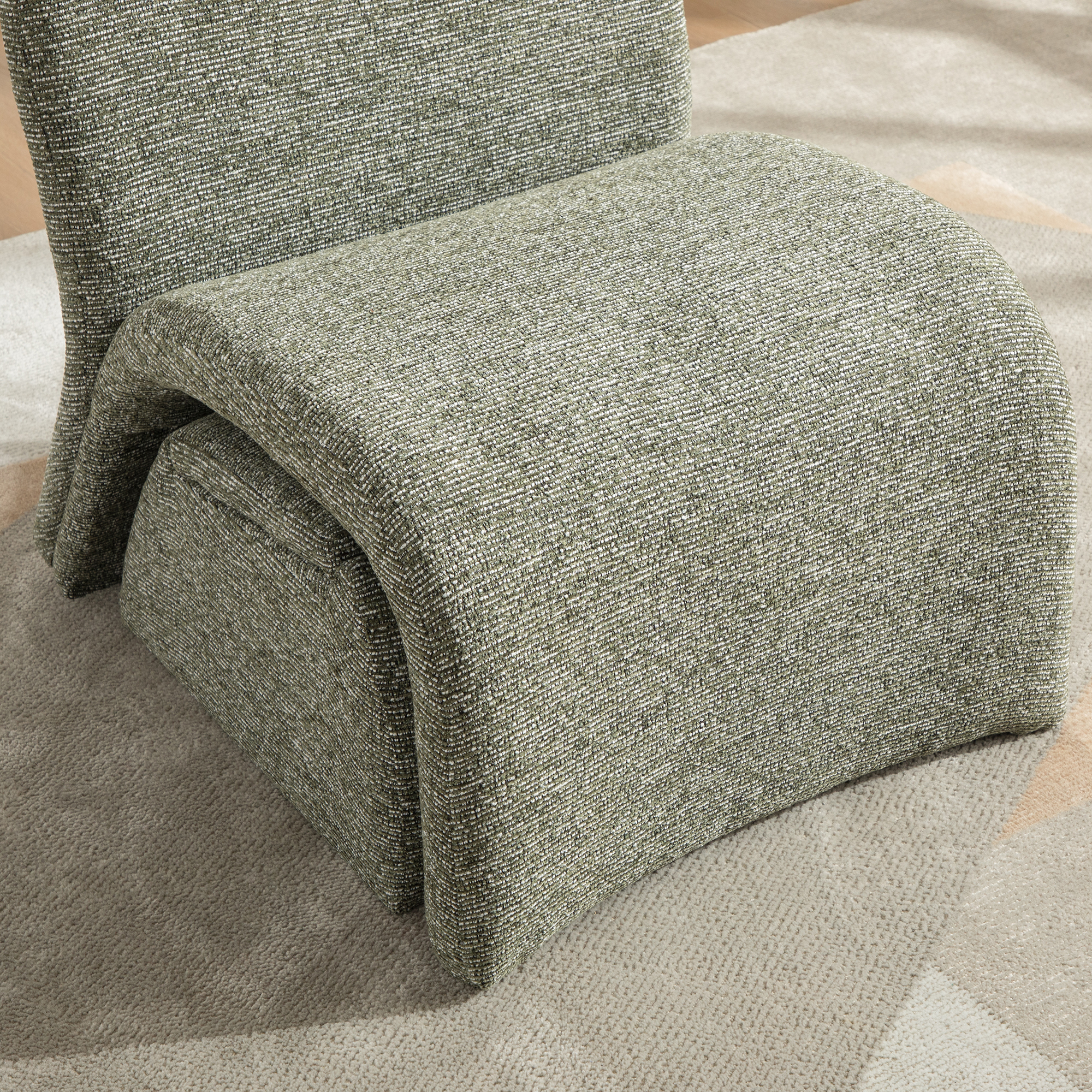 Upholstered Armless Accent Chair with Ottoman, picture 4 of 5