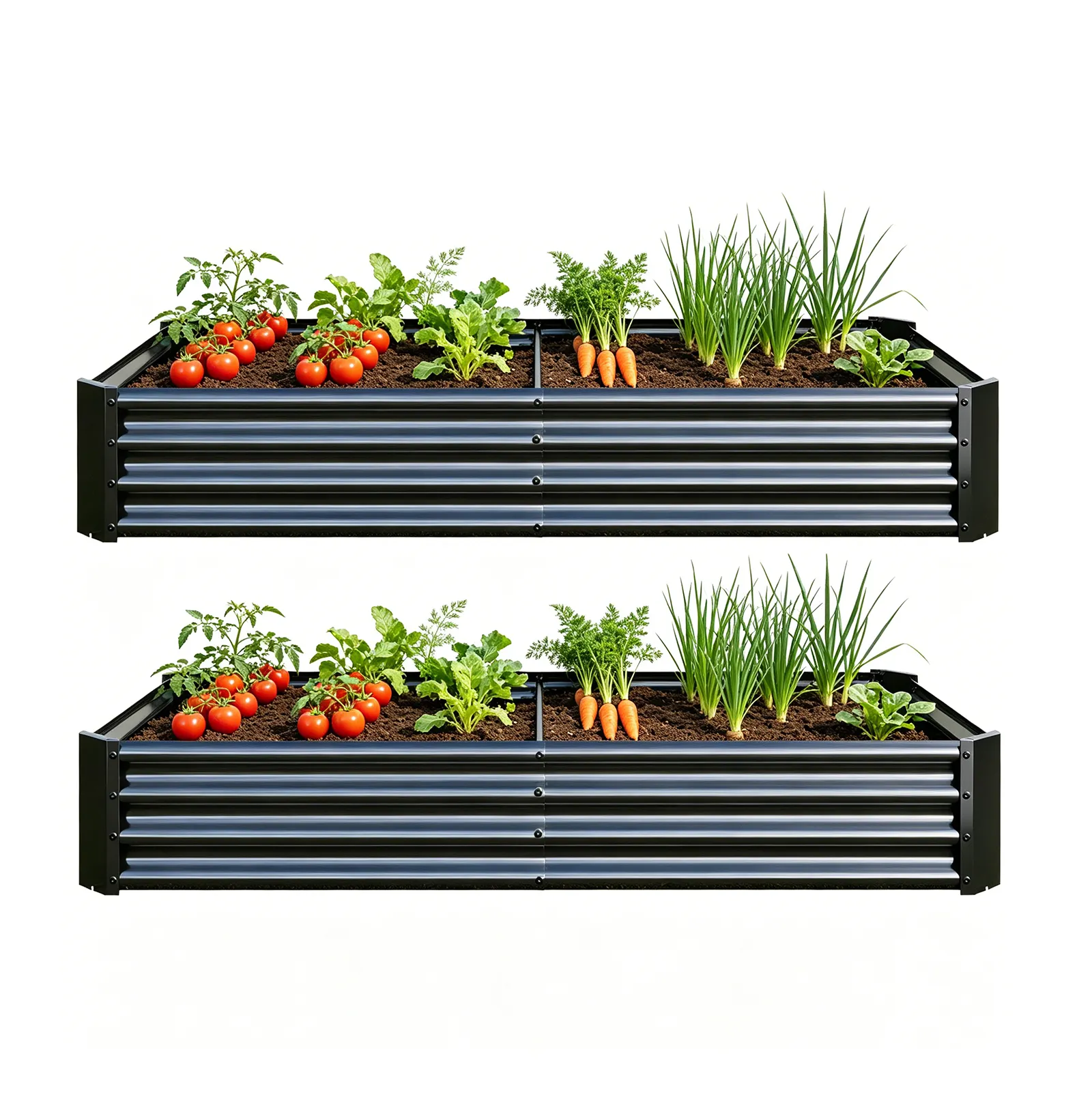 Black 6×3×1ft Metal Raised Rectangle Garden Planter