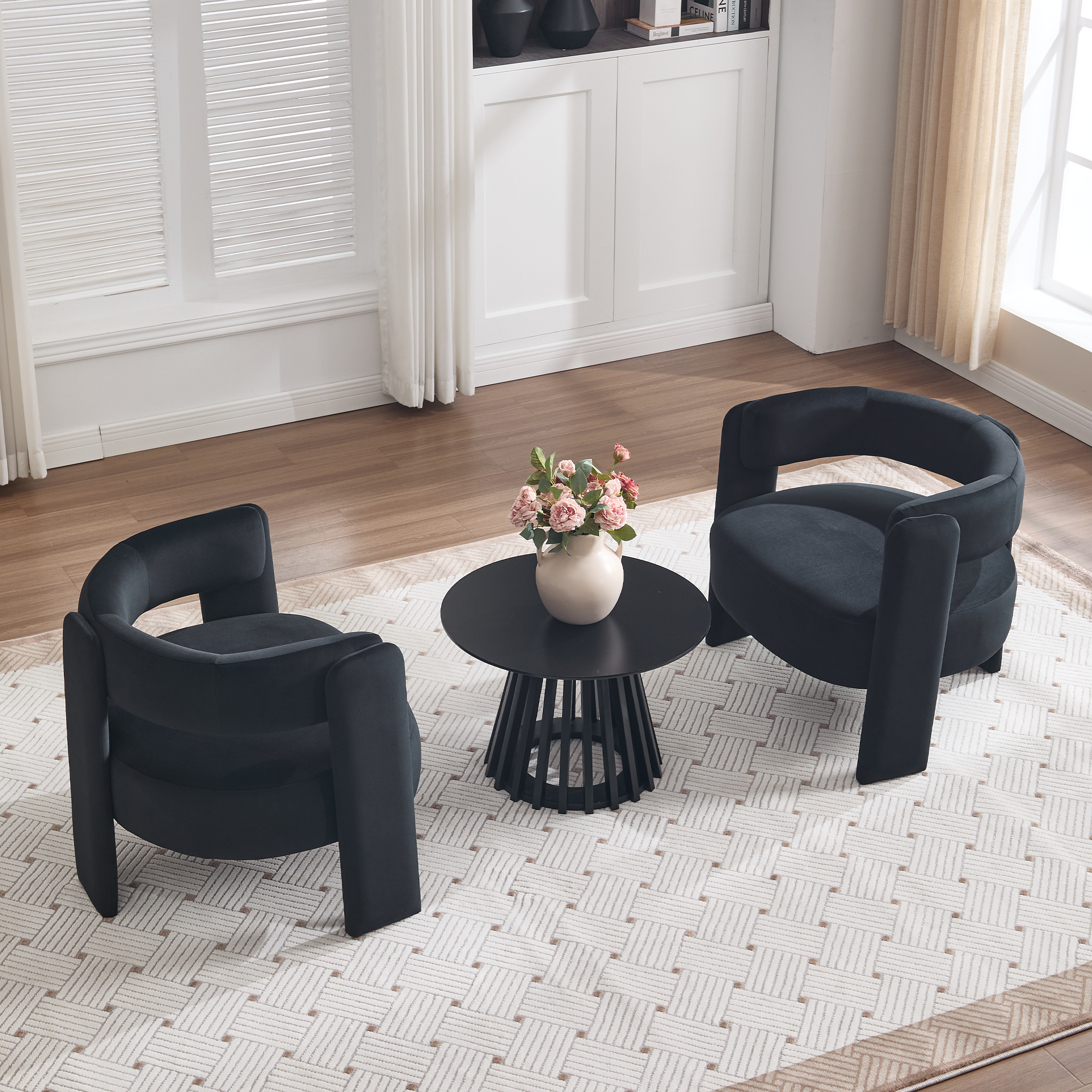 Accent Chair for Living Room, Velvet Comfy Single Sofa Chair Mid-Century Modern Armchair Wooden Legs for Bedroom Office Reading — foto 7