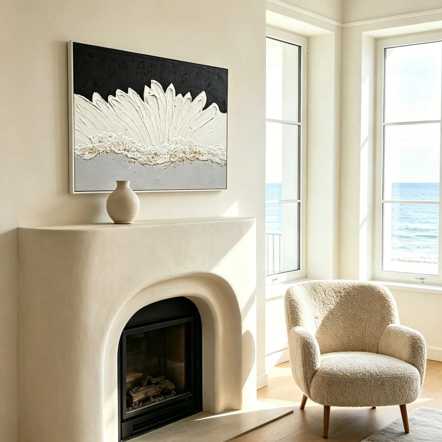 28x40 Framed Abstract Wall Art, Black