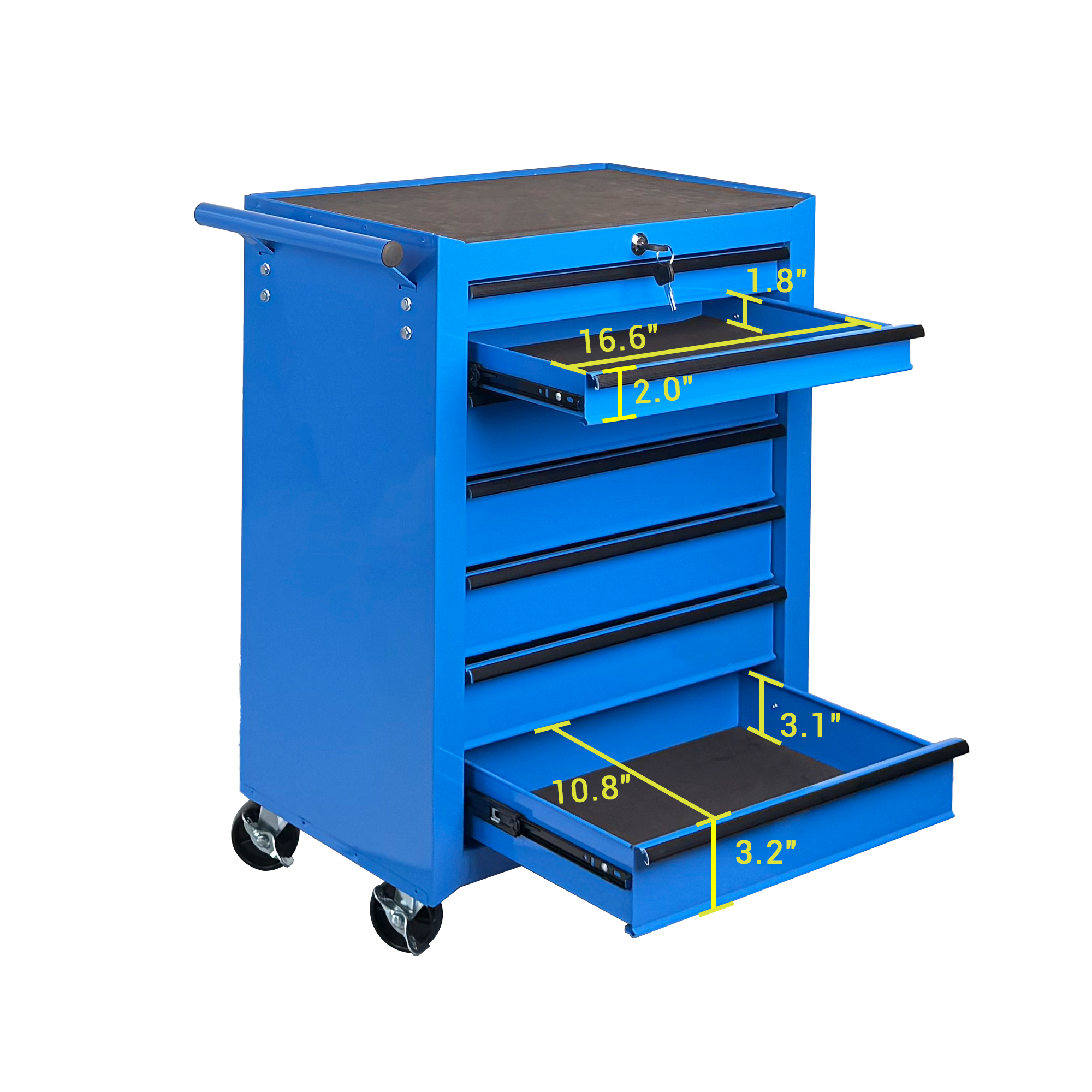 Rolling Metal Tool Chest with 7 Drawers, 20" 7-Drawer Tool Chest Cabinet with Ball Bearing Drawer Slides, Steel Tool Storage Box Organizer  -BLUE — foto 5