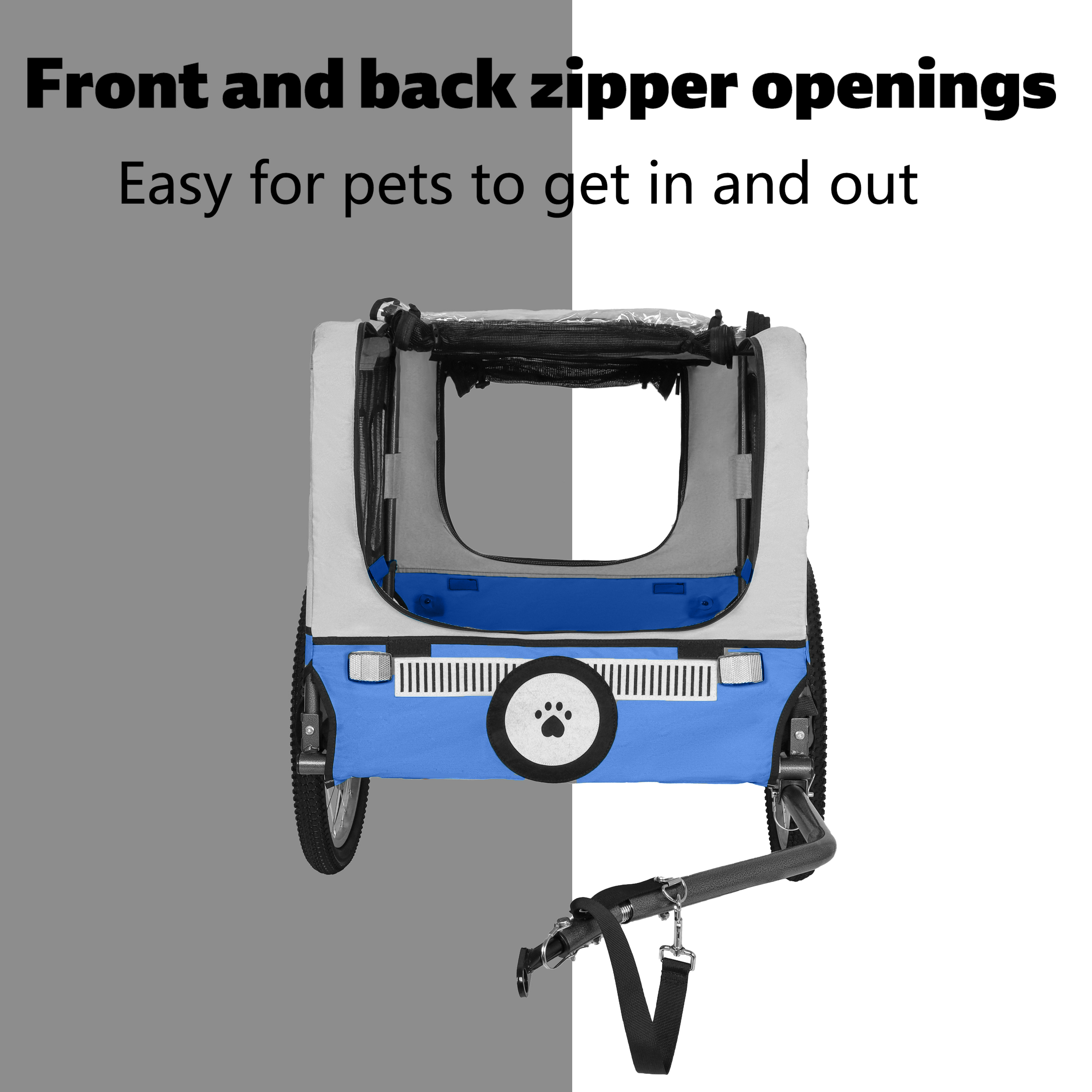 Large Folding Bike Trailer for Dogs - 20×2 1/8 Inches Wheels, Heavy-Duty Steel Frame, Spacious Design, All-Terrain Cycling, Jogging & Camping Adventure, Blue — foto 10
