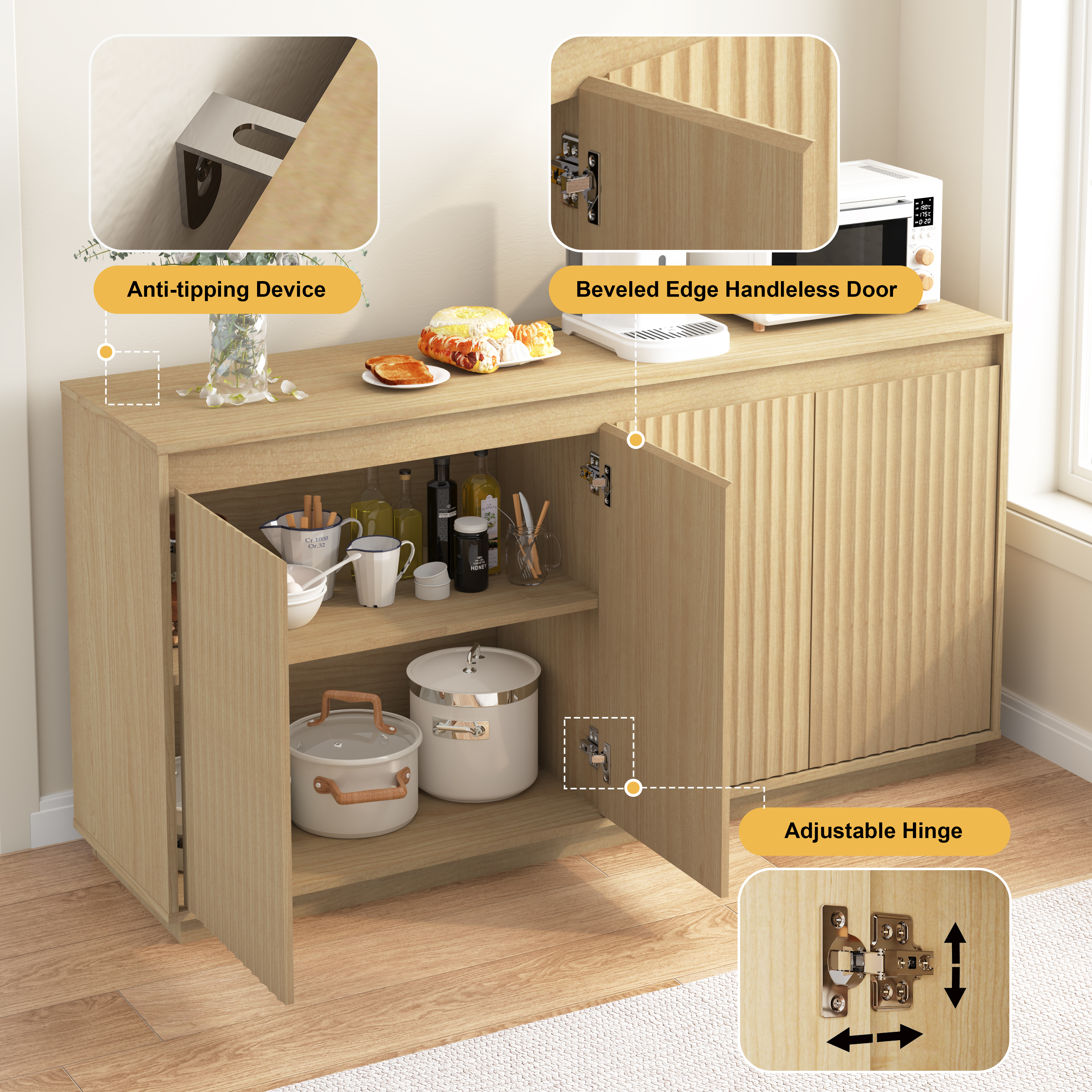 4 Door Sideboard Buffet Cabinet, picture 4 of 5