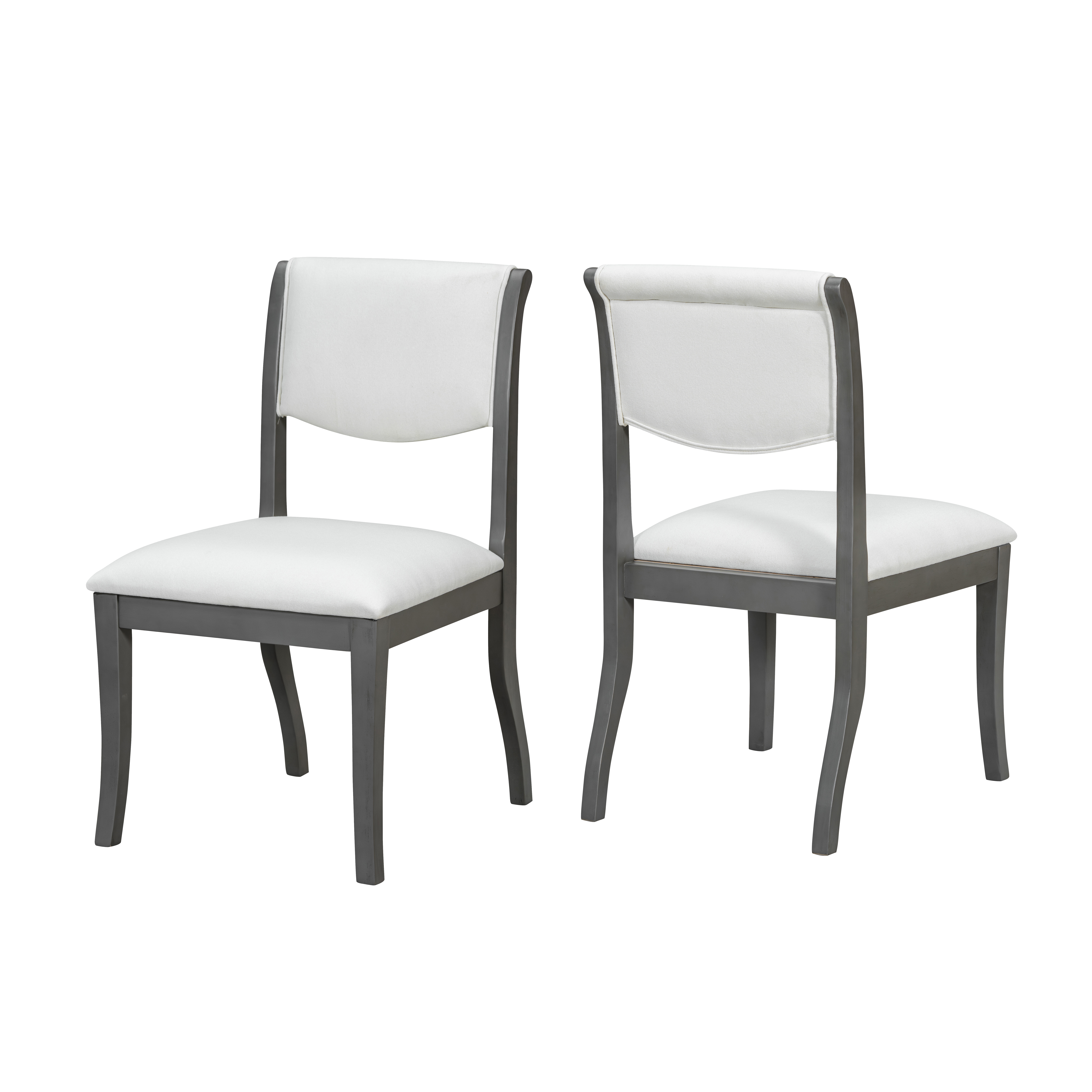 Oak Gray Finish Upholstered Dining Chairs Set of 2 - Traditional Elegant Fabric Side Chairs with Curved Lines, Solid Hardwood Frame — foto 3