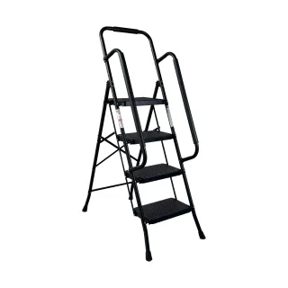 4 Step Ladder, Folding Step Stool with Wide Anti-Slip Pedal, Sturdy Steel Ladder, Convenient Handrail, Lightweight, Portable Steel Step Stool