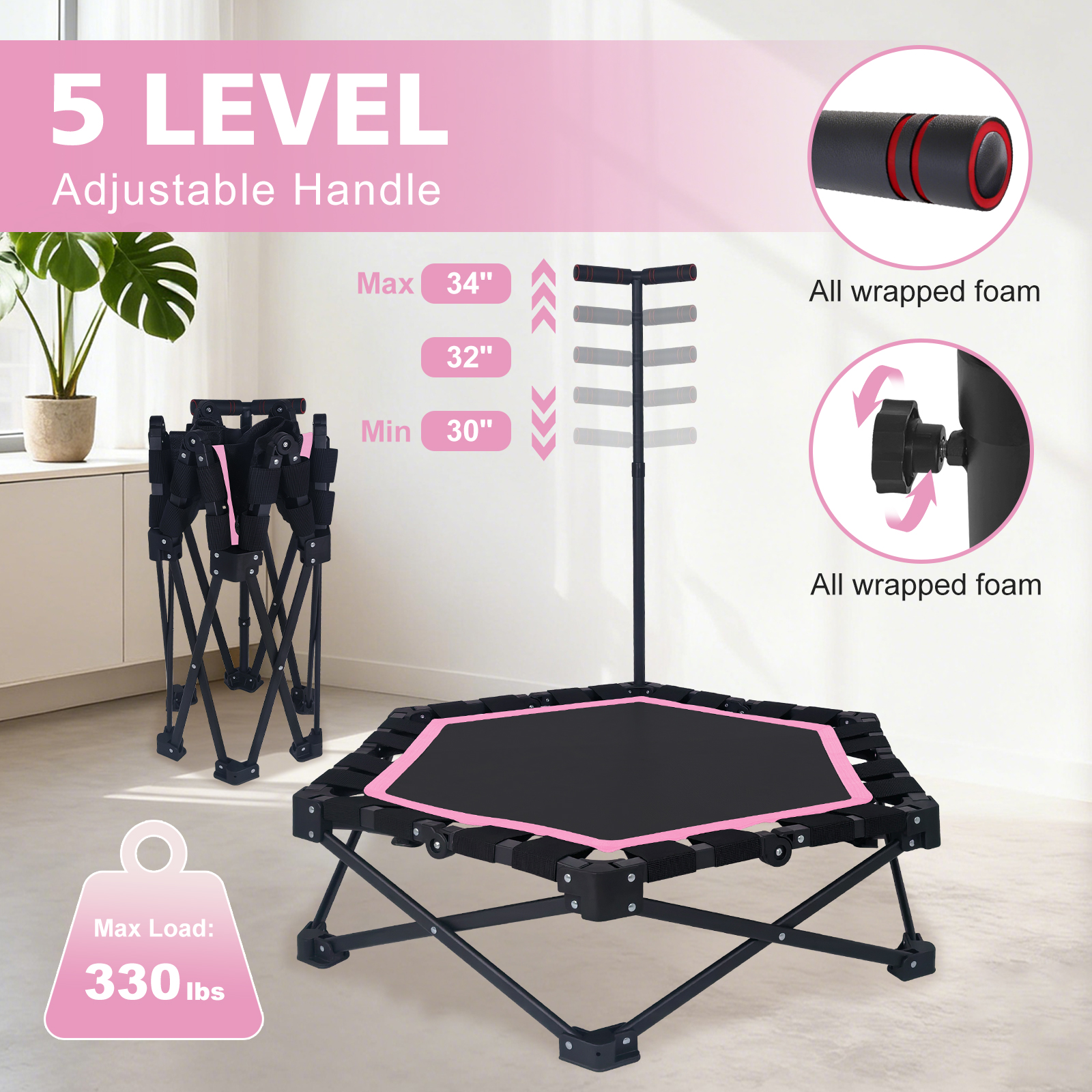 42" Foldable Mini Trampoline β One-step Fold & Open β photo 2