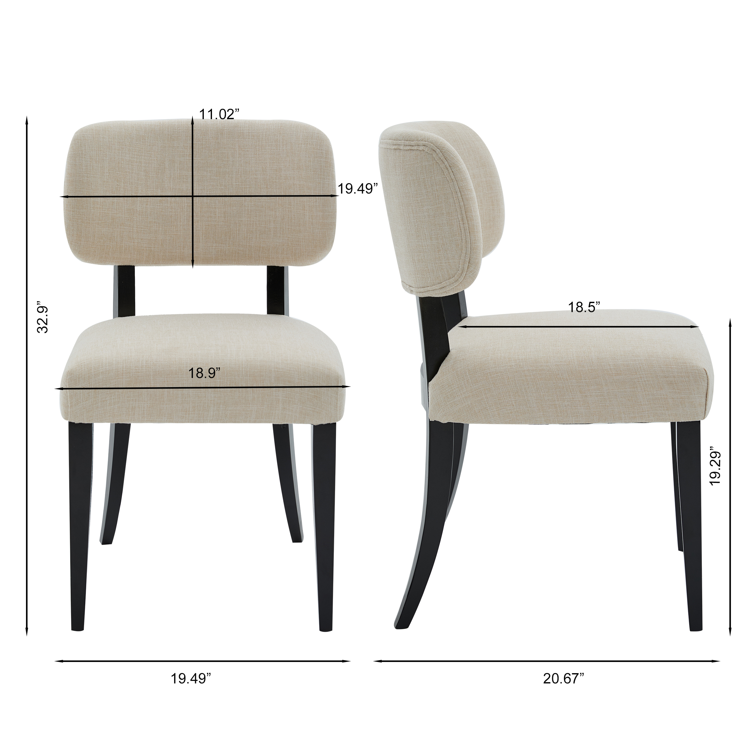 Wooden Dining Chairs Set of 2, Modern Fabric Upholstered Dining Room Chair Kitchen Chairs, Farmhouse Dinner Chair for Kitchen Dining Room 3