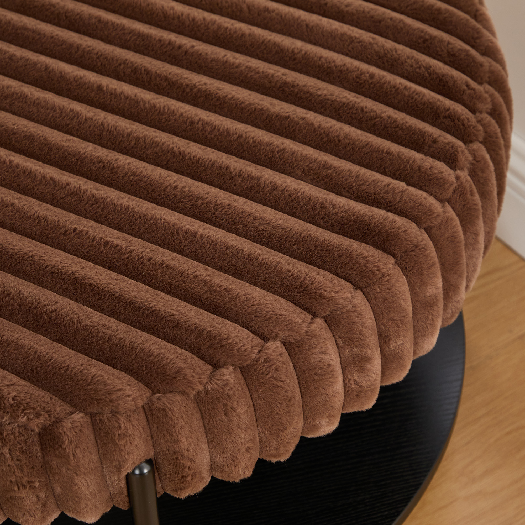 Faux Fur Round Ottoman, picture 4 of 5
