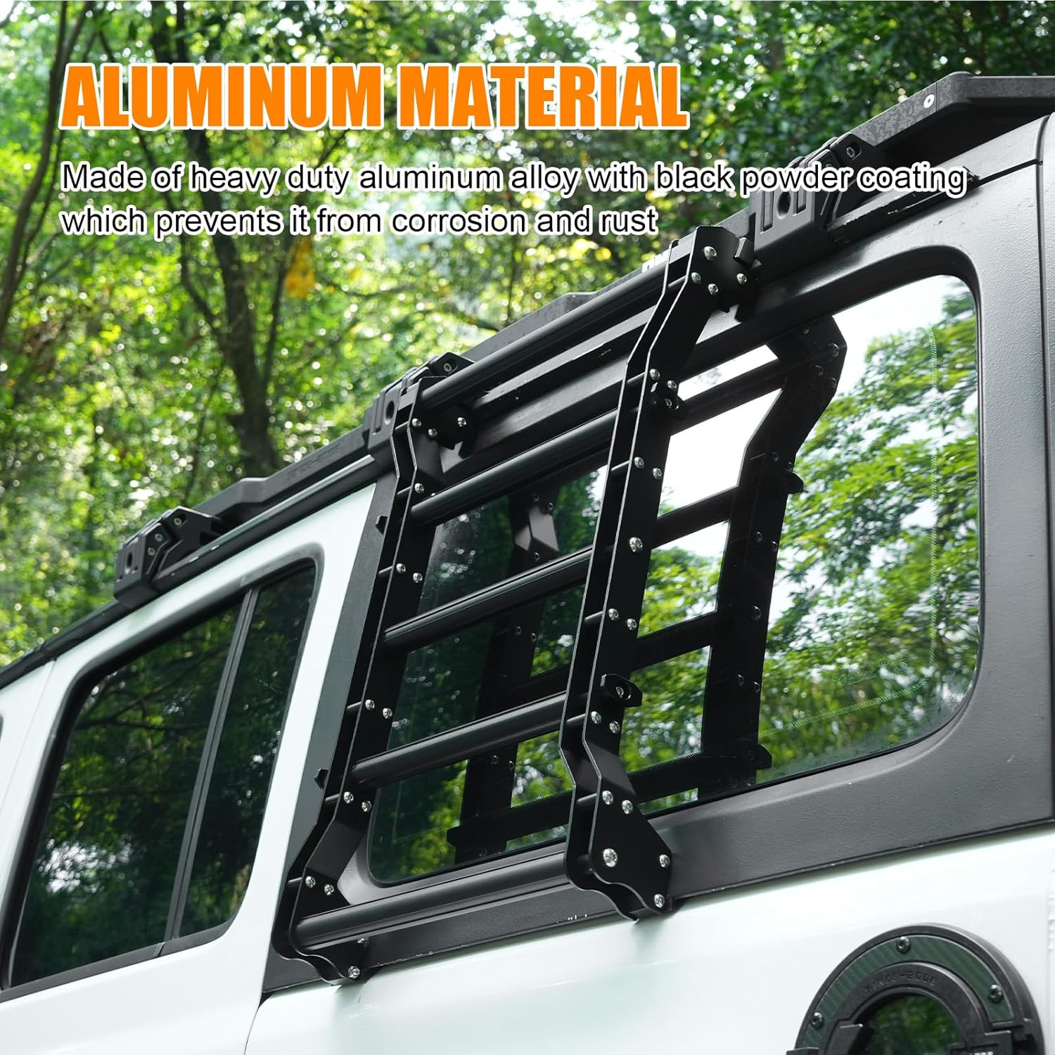20269 Rear Window Ladder for 2018-2025 Jeep Wrangler JL JLU 2 Door 4 Door Luggage Ladder Rack Multifunctional Flank Kit — foto 6