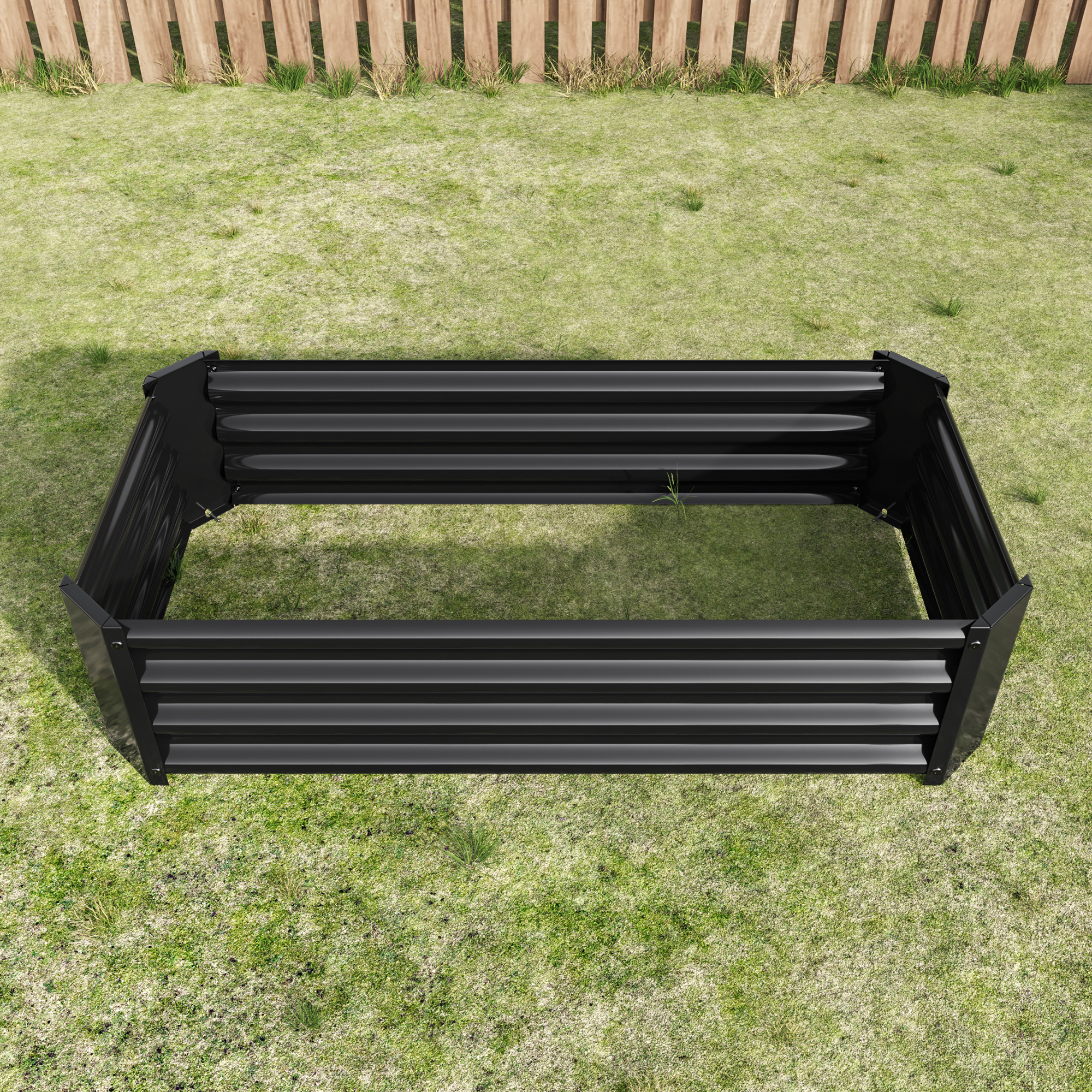 Black 4×2×1ft Metal Raised Garden Bed, Rectangle Raised Planter for Flowers Plants, Vegetables Herb — foto 2