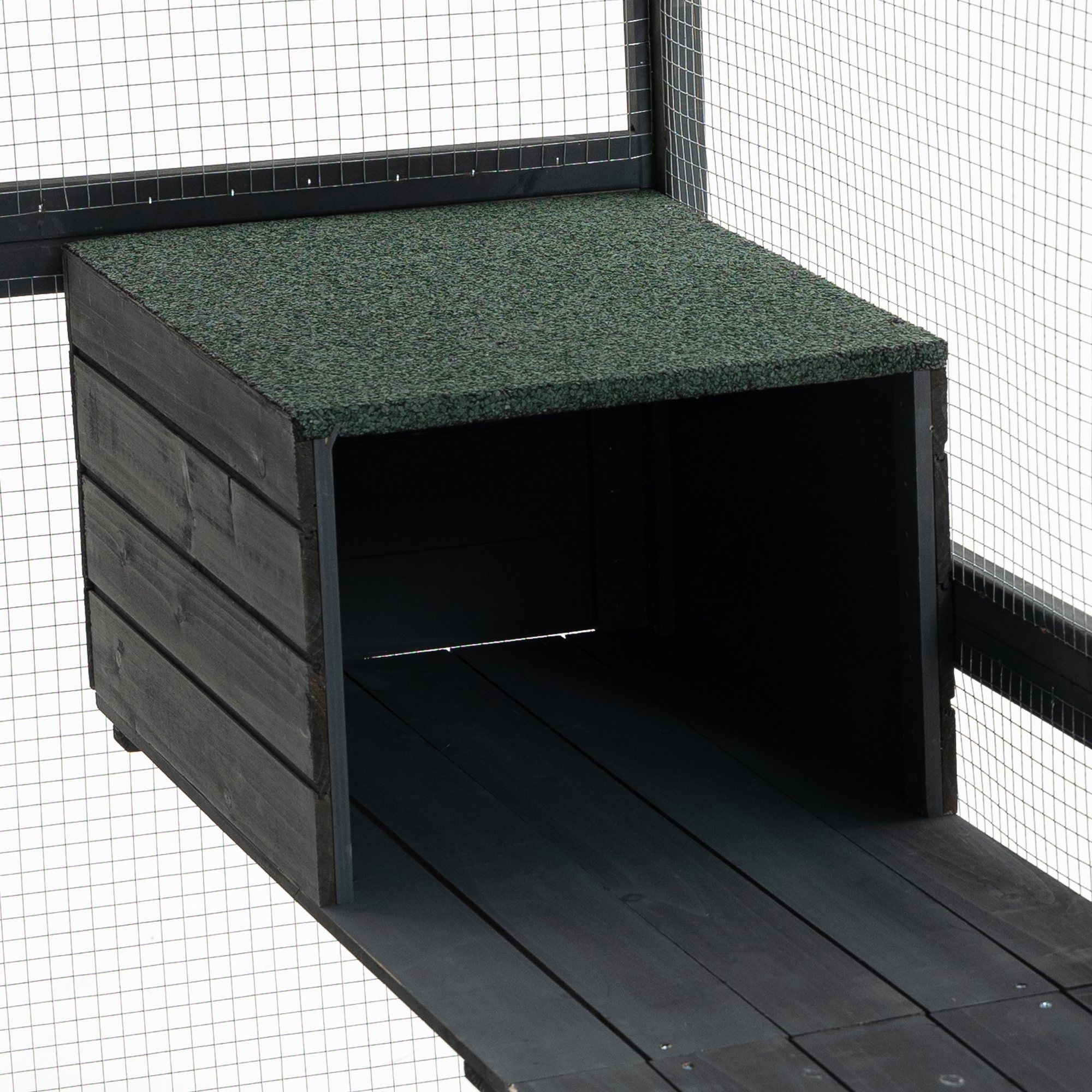 Large Outdoor Cat House, 28ft2 Luxury Wooden Cat Run Enclosure Walk in Cat Catio Kitten Condo with 2 Cat Doors, 2 Playpen & Hiding Houses