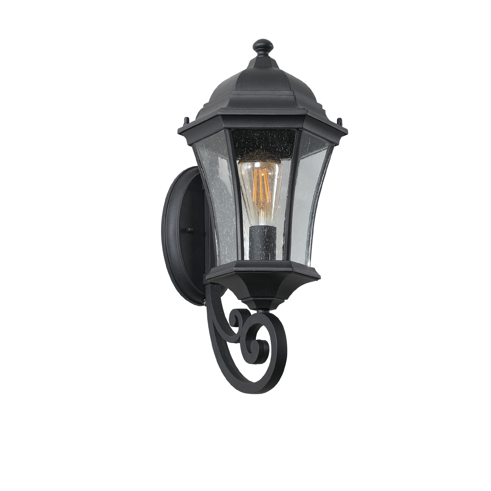 1-Pack Vintage Wall-Mounted Outdoor Lantern Light – Elegant Black Metal Sconce for Porch, Patio, and Garden Lighting (Bulb Not Included) 2