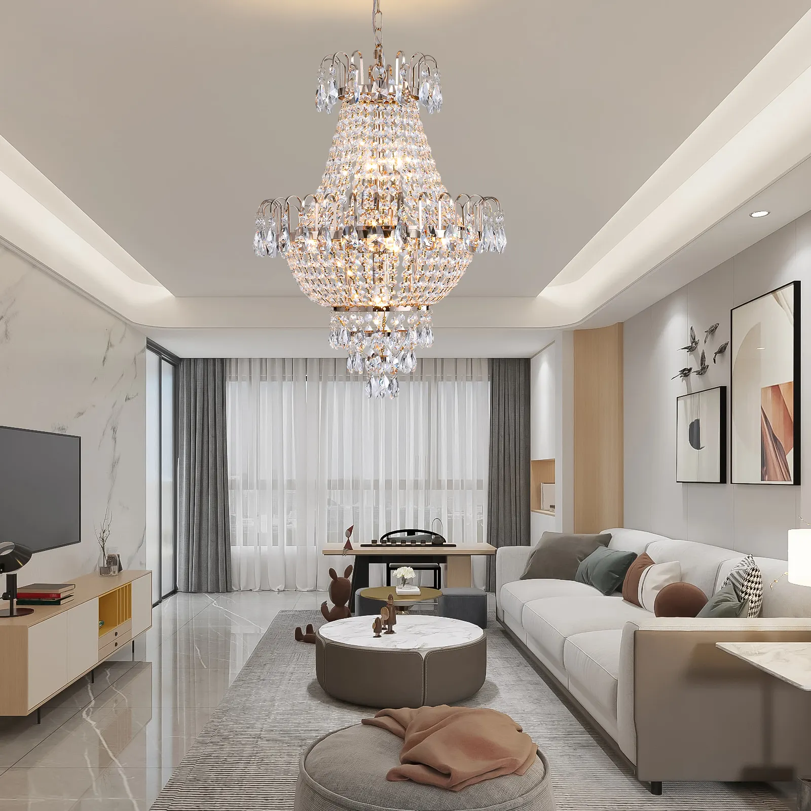 (Same as W1340102270 L5003) Gold Crystal Chandeliers